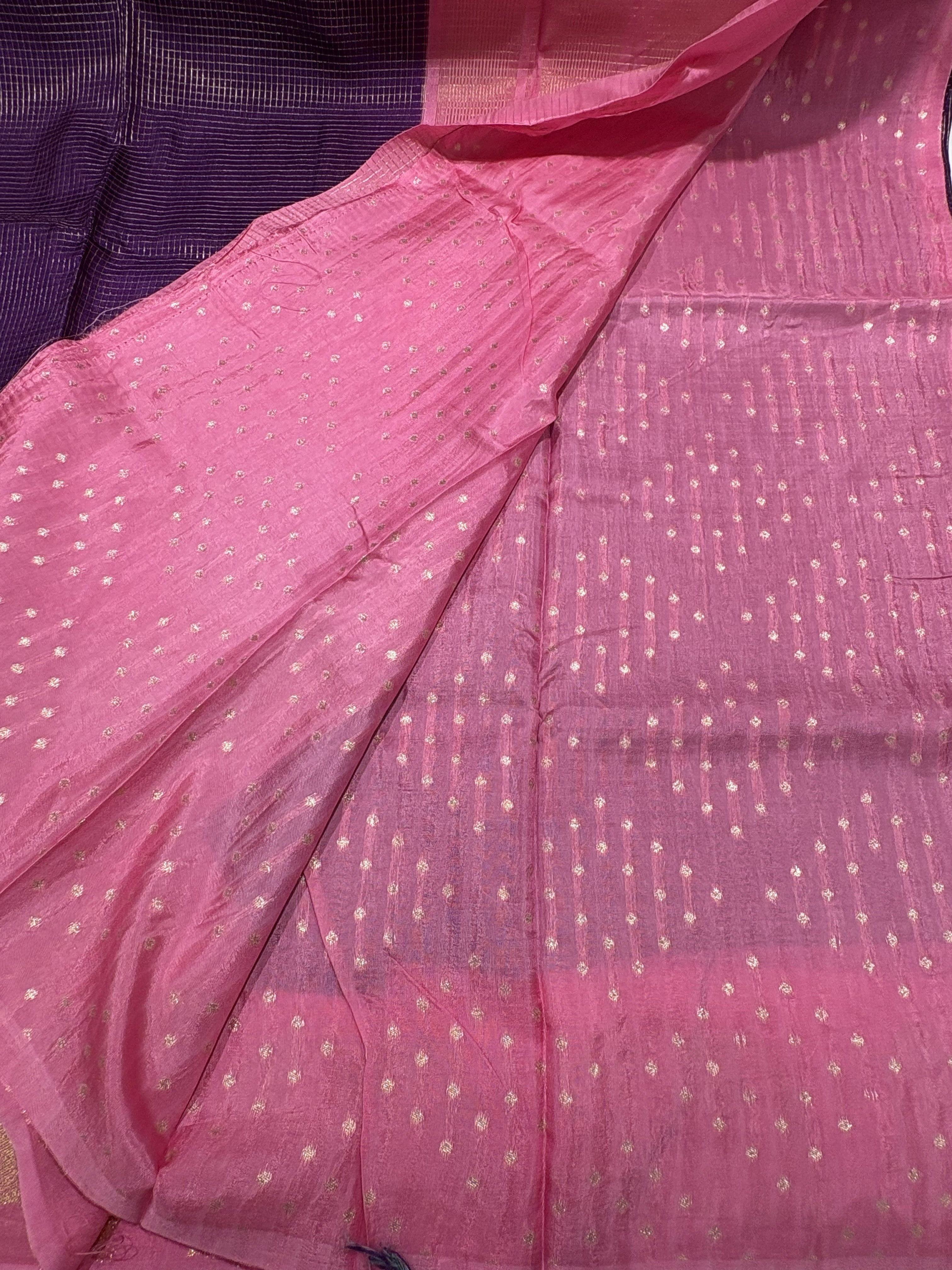 Beautiful Purple Fancy Saree With Onion Pink Contrast And Elephant Motifs on its Border