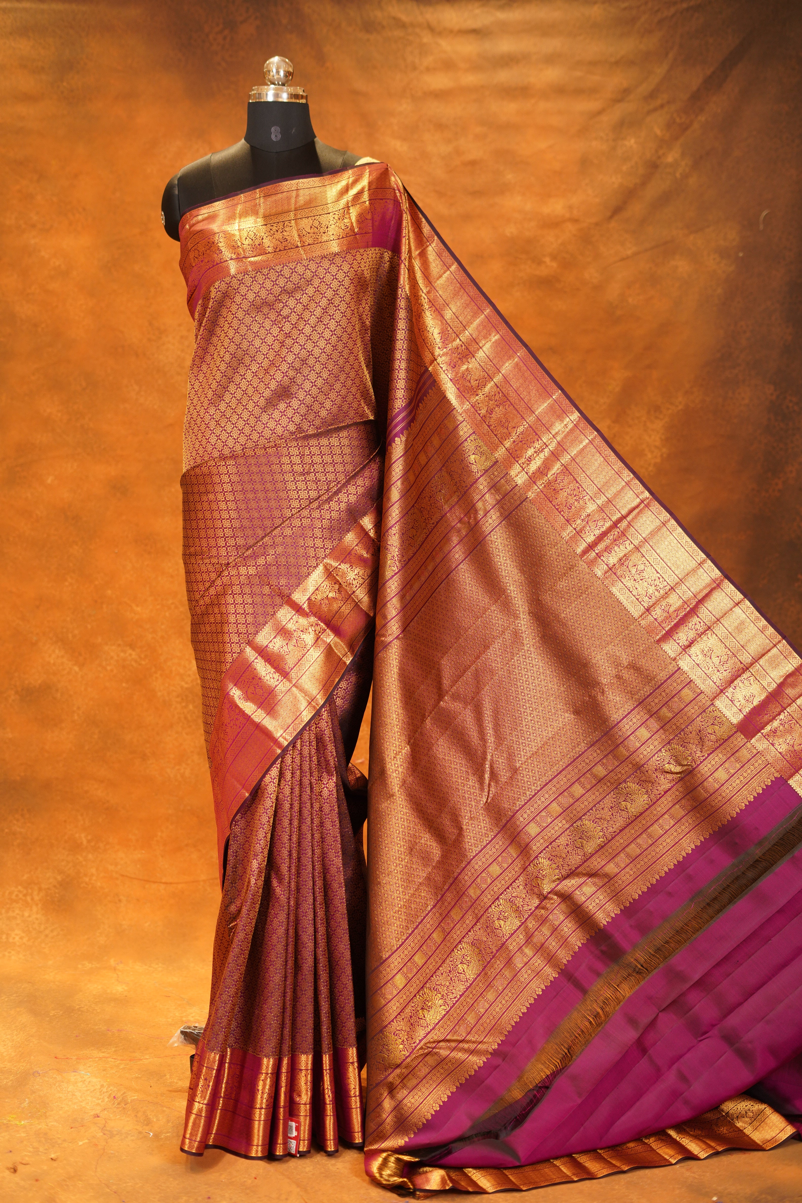 Wine colour Pure Kanjivaram Silk Saree