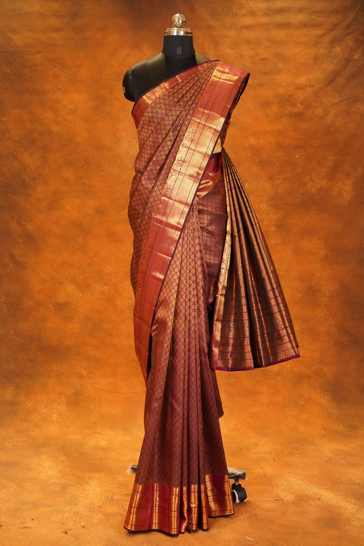 Wine colour Pure Kanjivaram Silk Saree