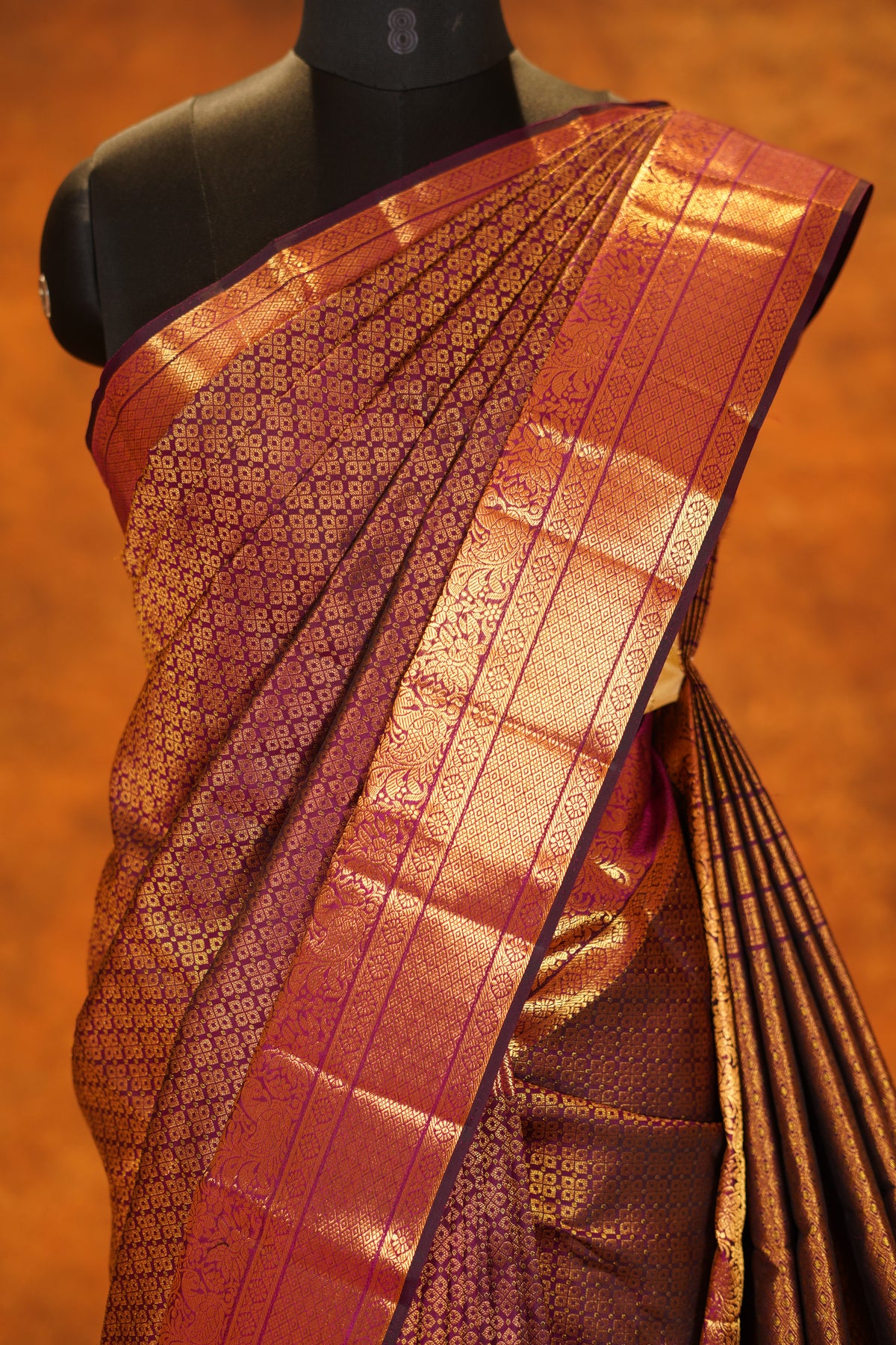Wine colour Pure Kanjivaram Silk Saree