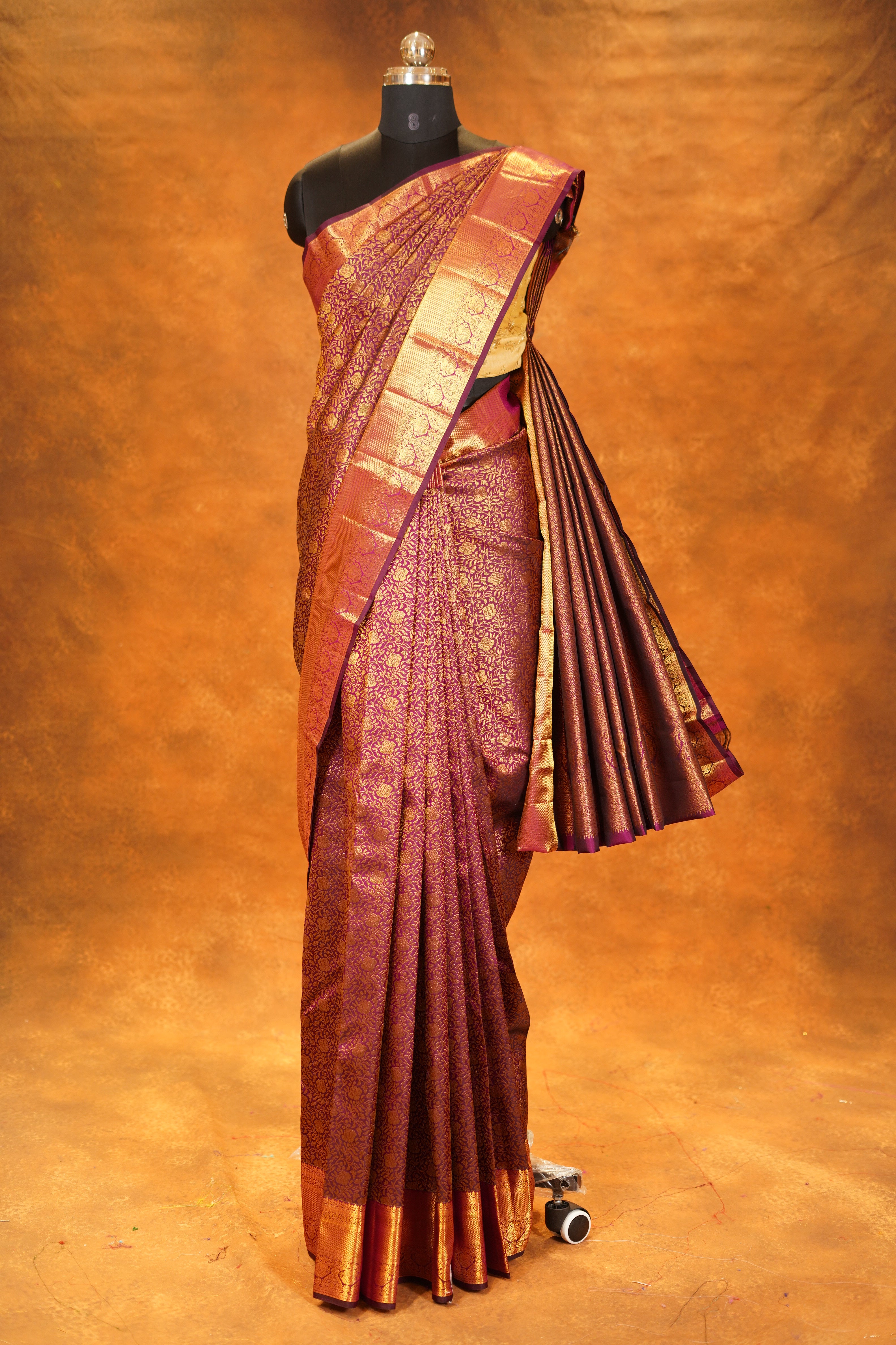 Wine colour Pure Kanjivaram Silk Saree