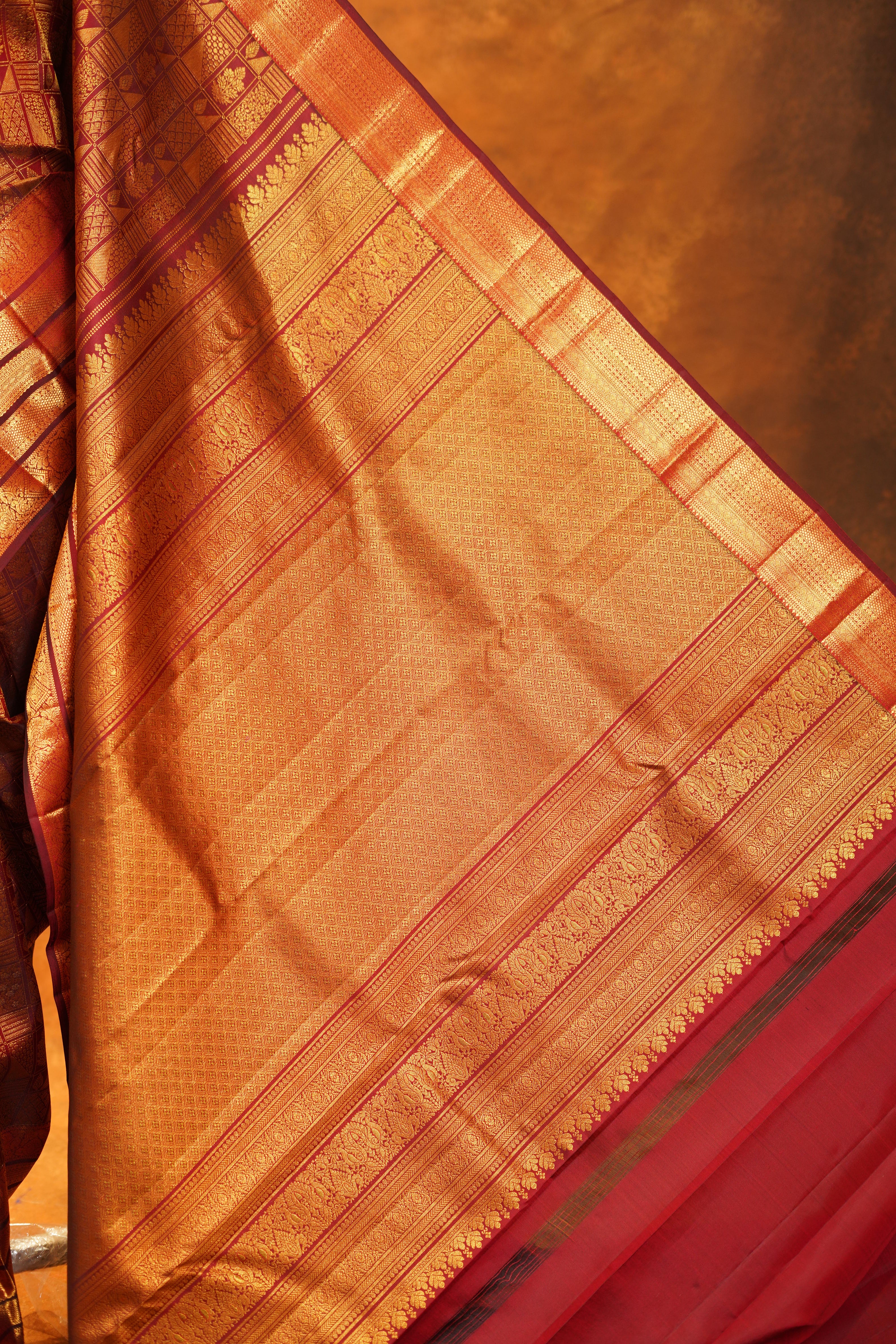 Maroon colour Pure Kanjivaram Silk Saree
