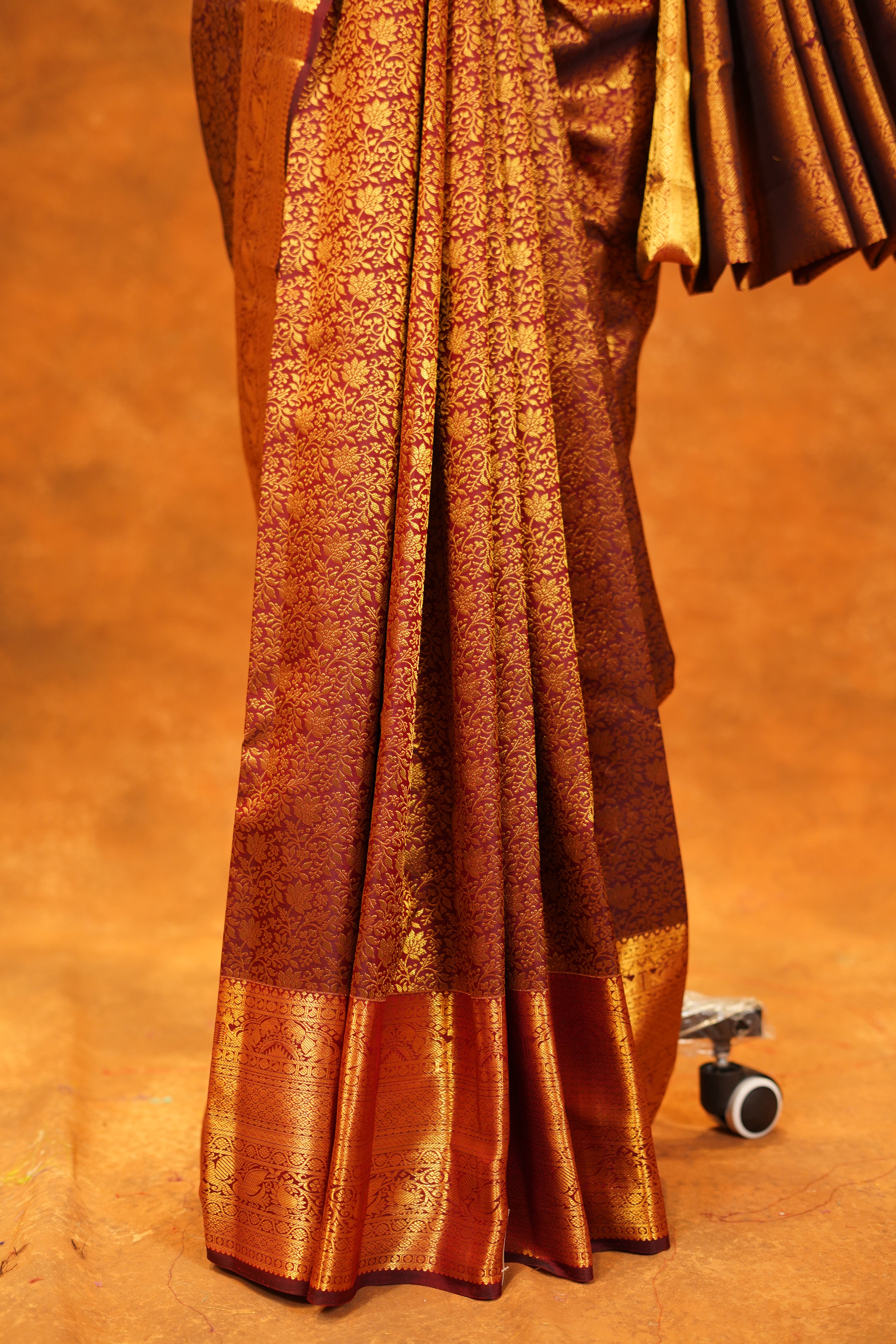 Maroon colour Pure Kanjivaram Silk Saree