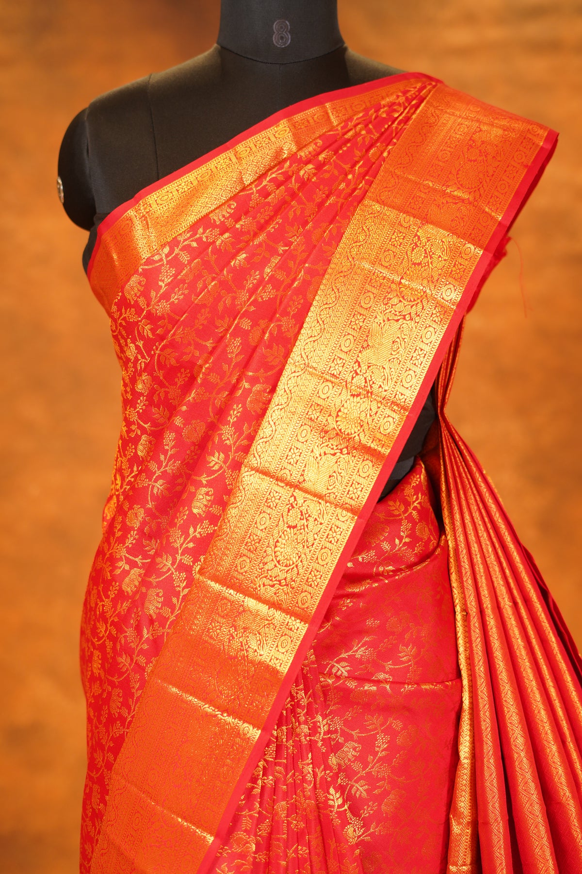 Red colour Pure Kanjivaram Silk Saree