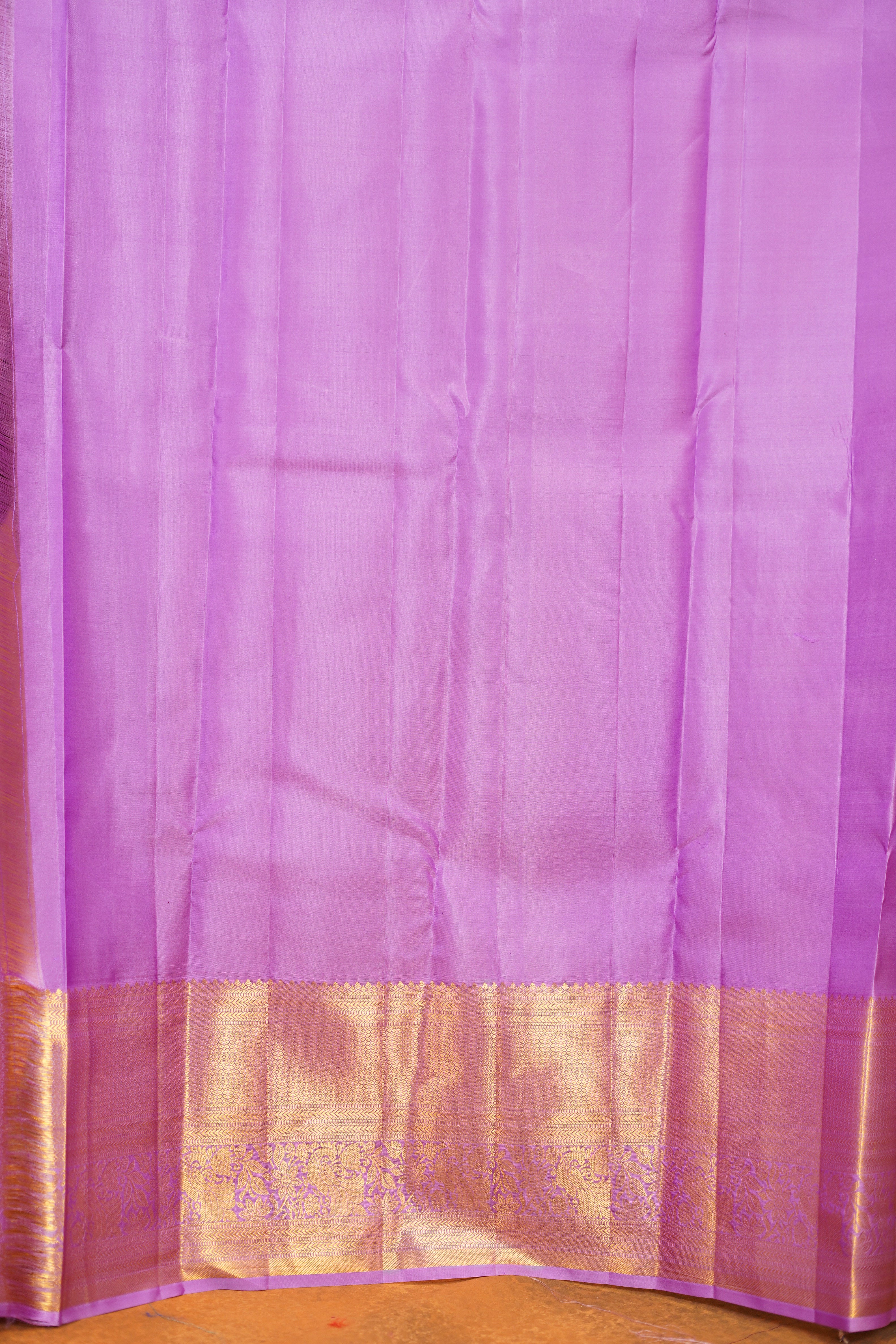 Purple Colour Pure Kanjivaram Silk Saree With Lavender Contrast