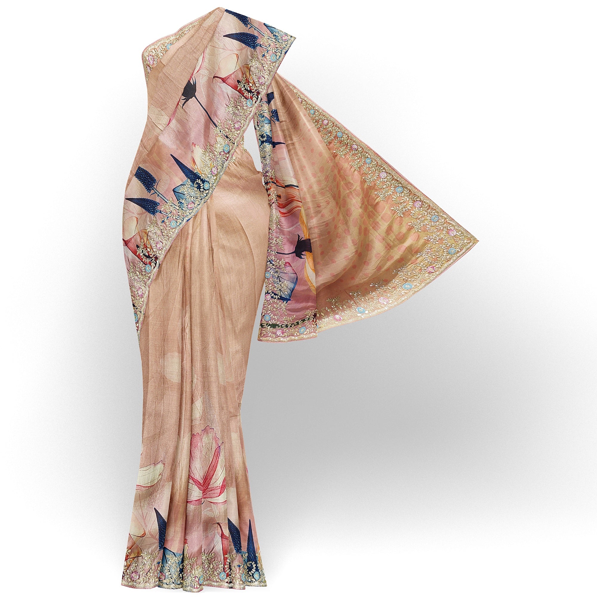 Baby Pink Floral Fancy Saree with Delicate Embroidery – Elegant Ethnic Saree Online