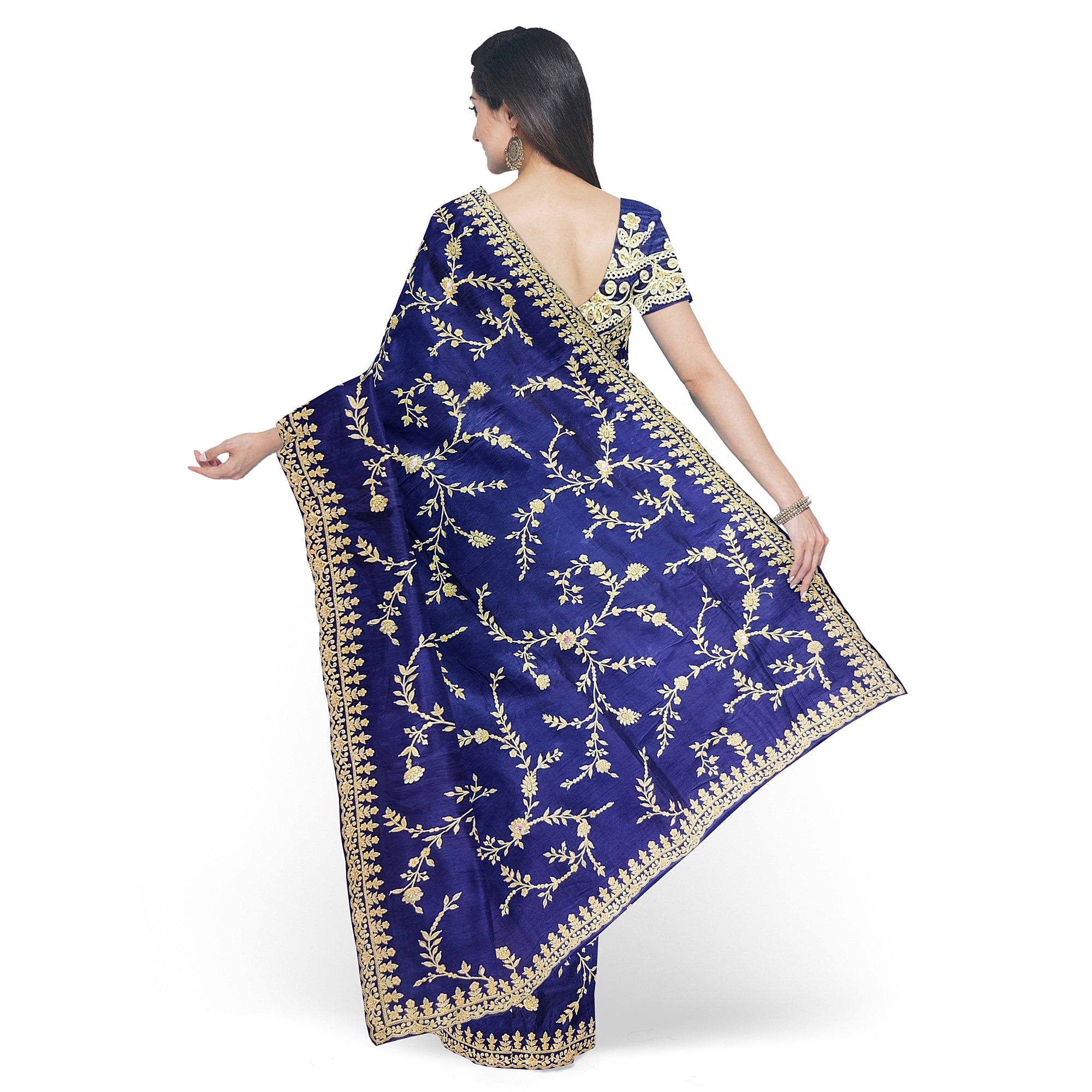 Purple Fancy Saree with Elegant Embroidery Work – Fancy Party Wear Saree Online