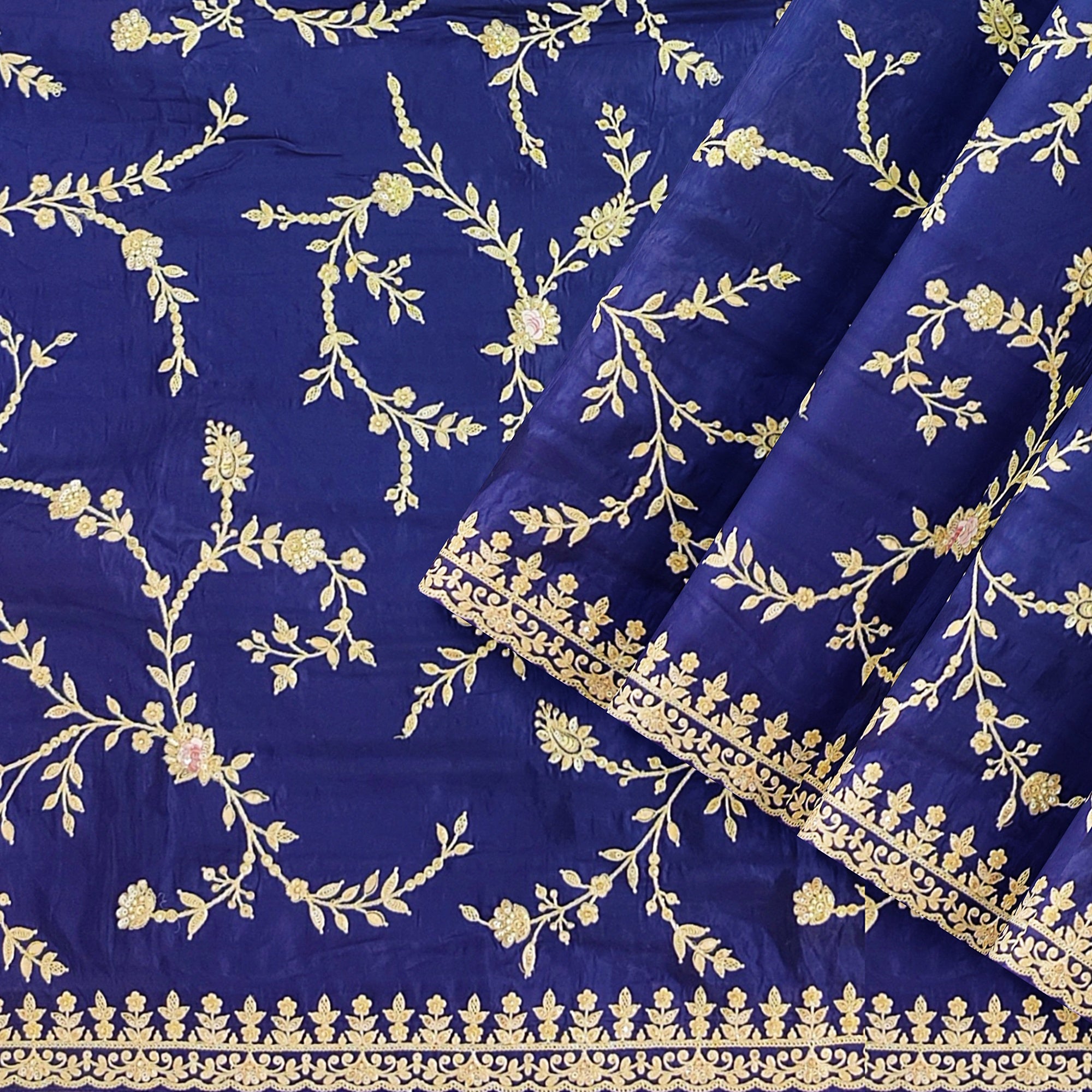 Purple Fancy Saree with Elegant Embroidery Work – Fancy Party Wear Saree Online
