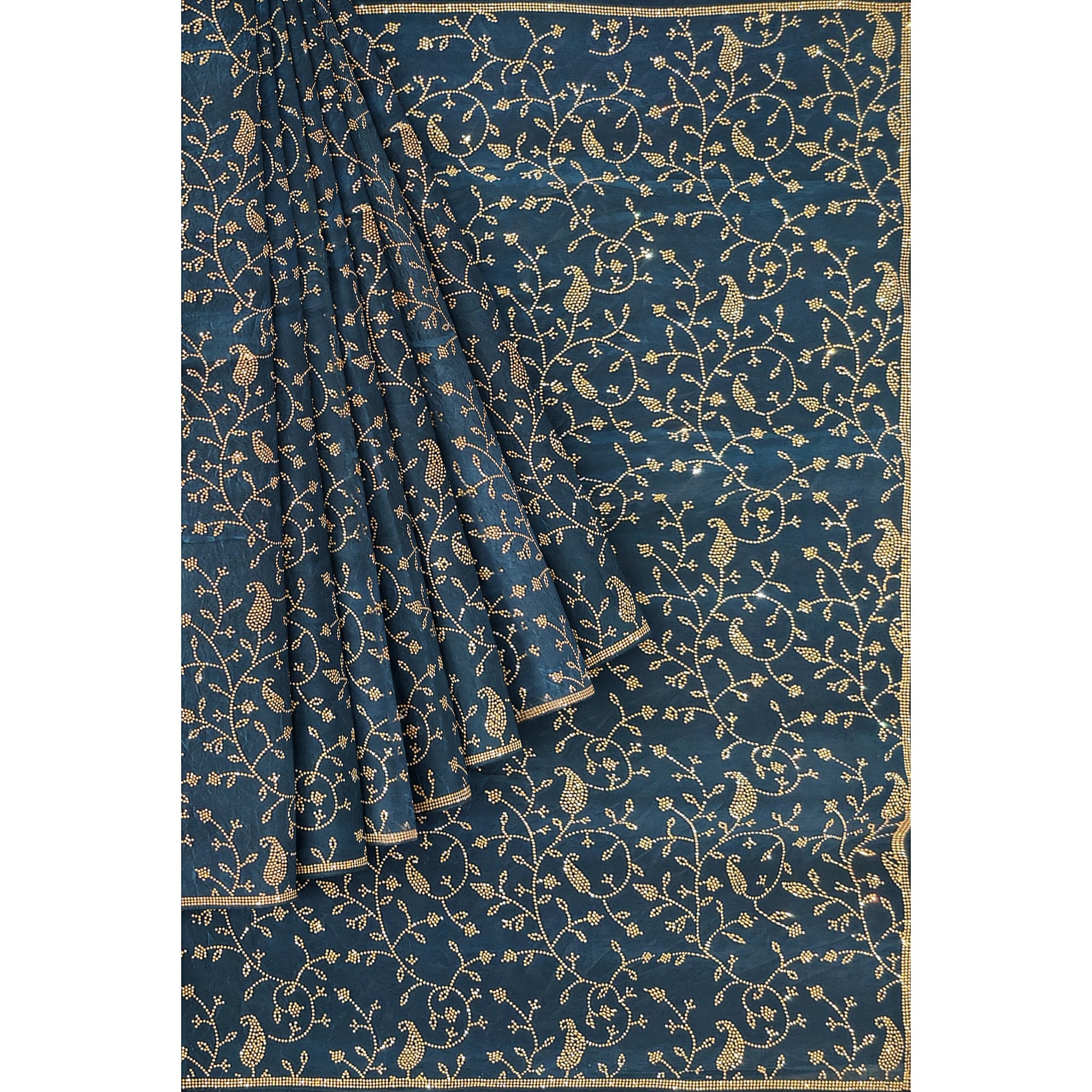 Ramablue Fancy Saree with All-Over Stone Work – Elegant Designer Party Wear Saree