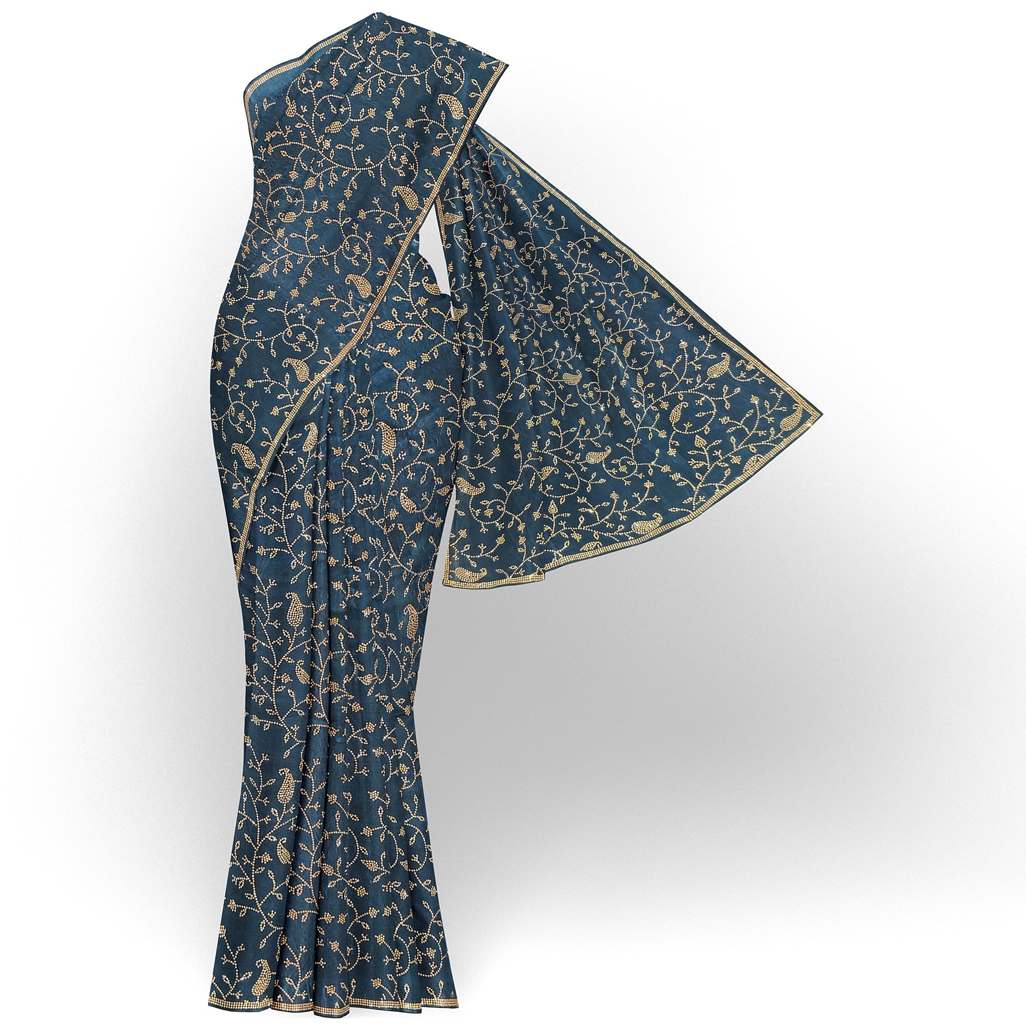 Ramablue Fancy Saree with All-Over Stone Work – Elegant Designer Party Wear Saree