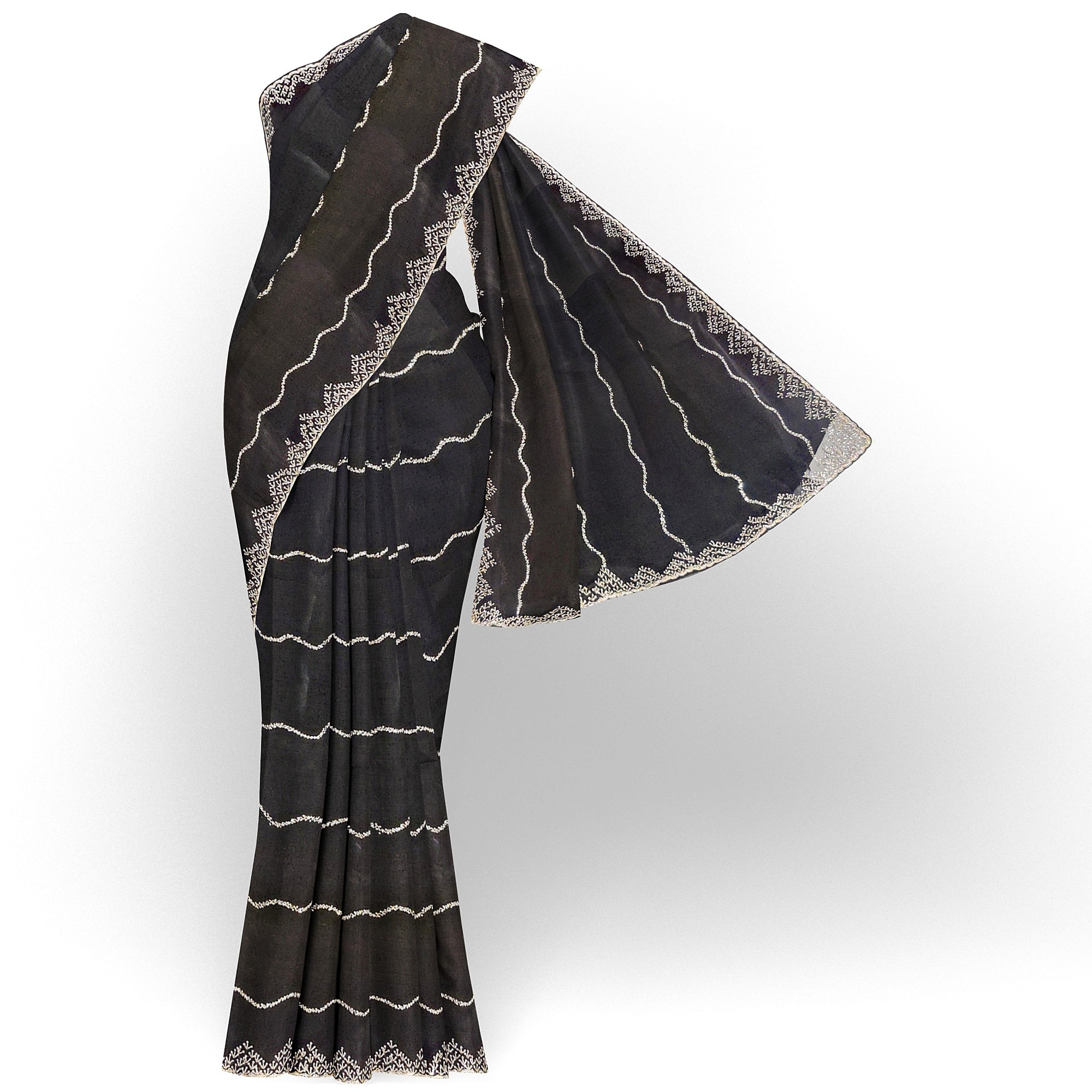 Black Fancy Saree with Sparkling Stone Work – Glamorous Party Wear Saree Online