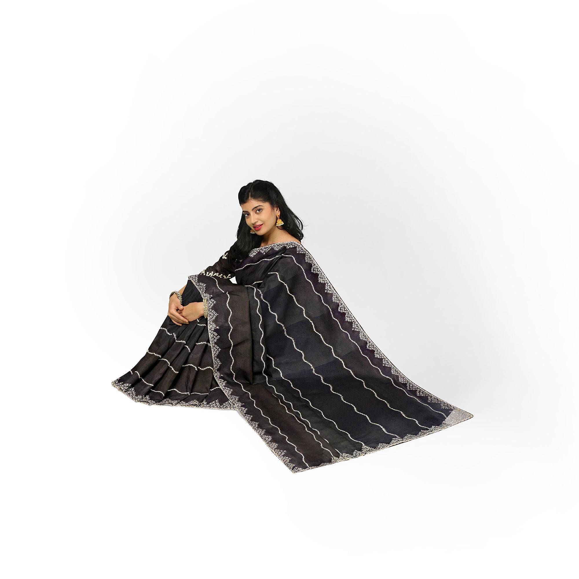Black Fancy Saree with Sparkling Stone Work – Glamorous Party Wear Saree Online