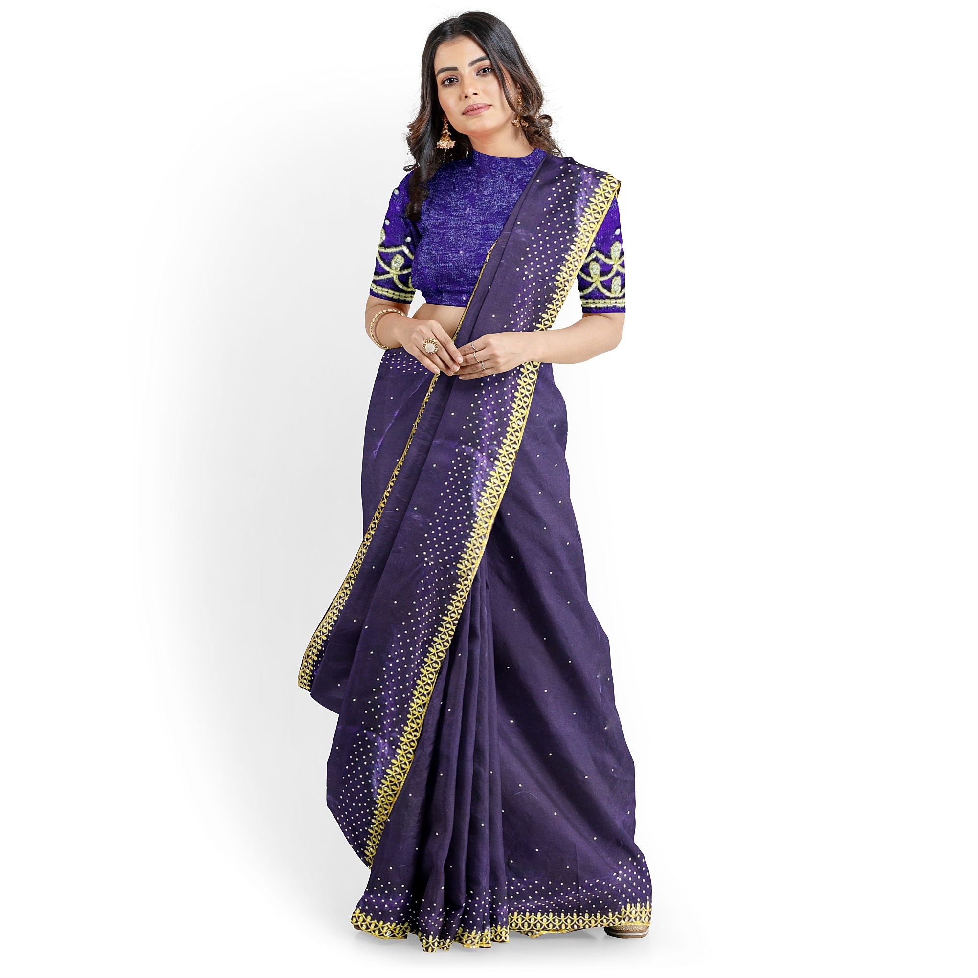 Wine Fancy Saree with Stunning Stone Work – Luxe Party Wear Saree Online