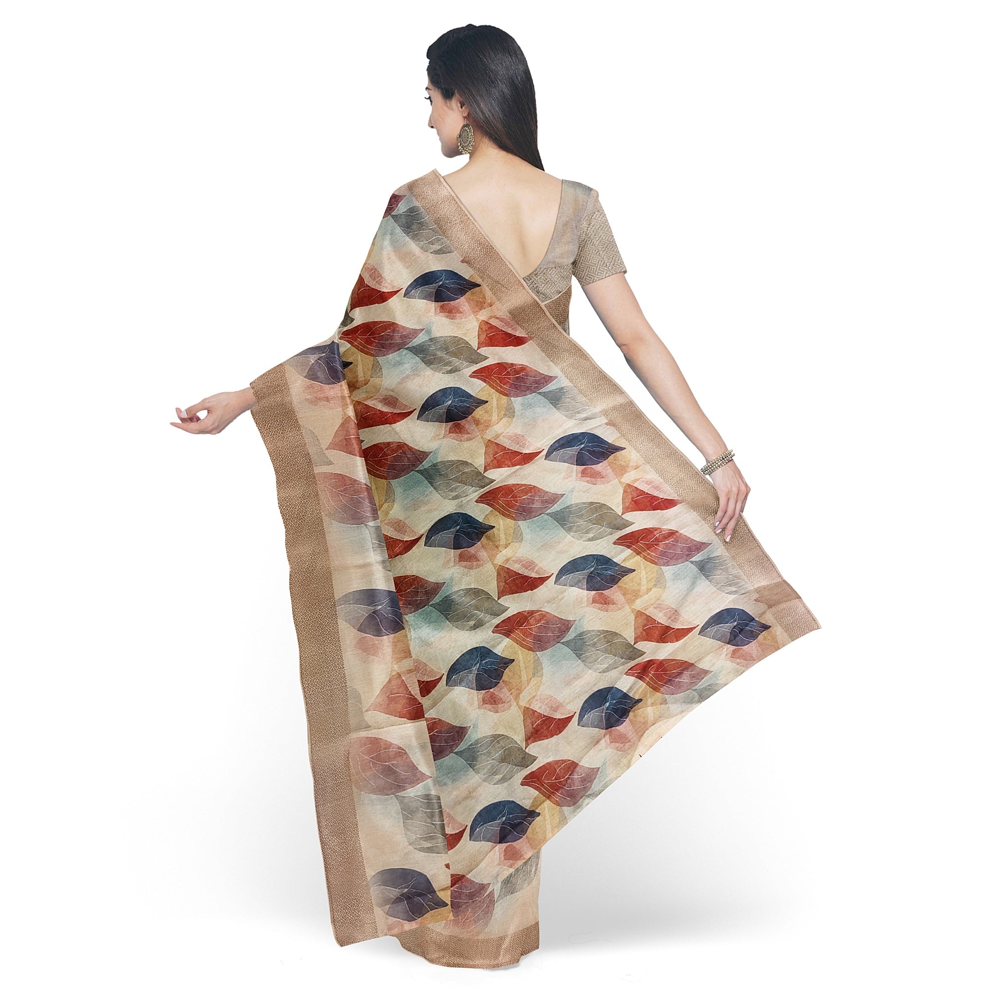 Multicolour Floral Leaf Work Fancy Saree – Vibrant Designer Saree for Festive Looks