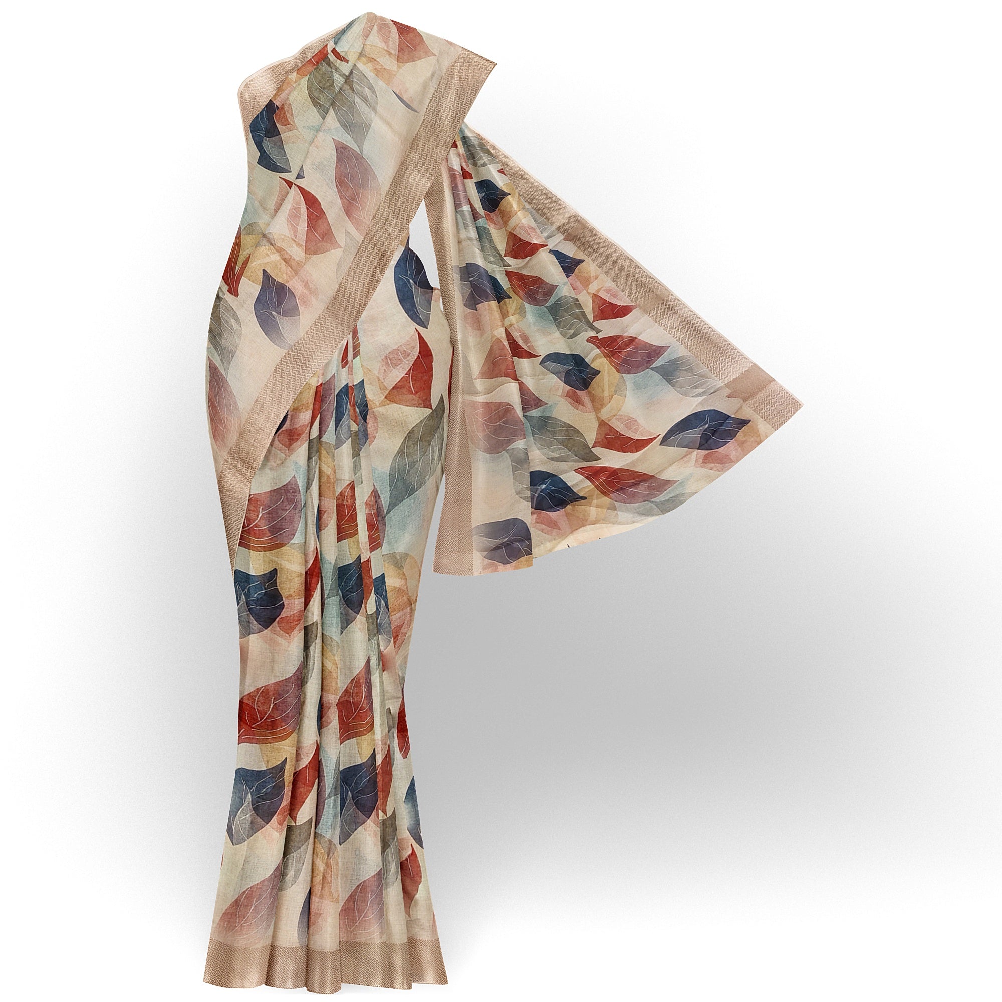 Multicolour Floral Leaf Work Fancy Saree – Vibrant Designer Saree for Festive Looks