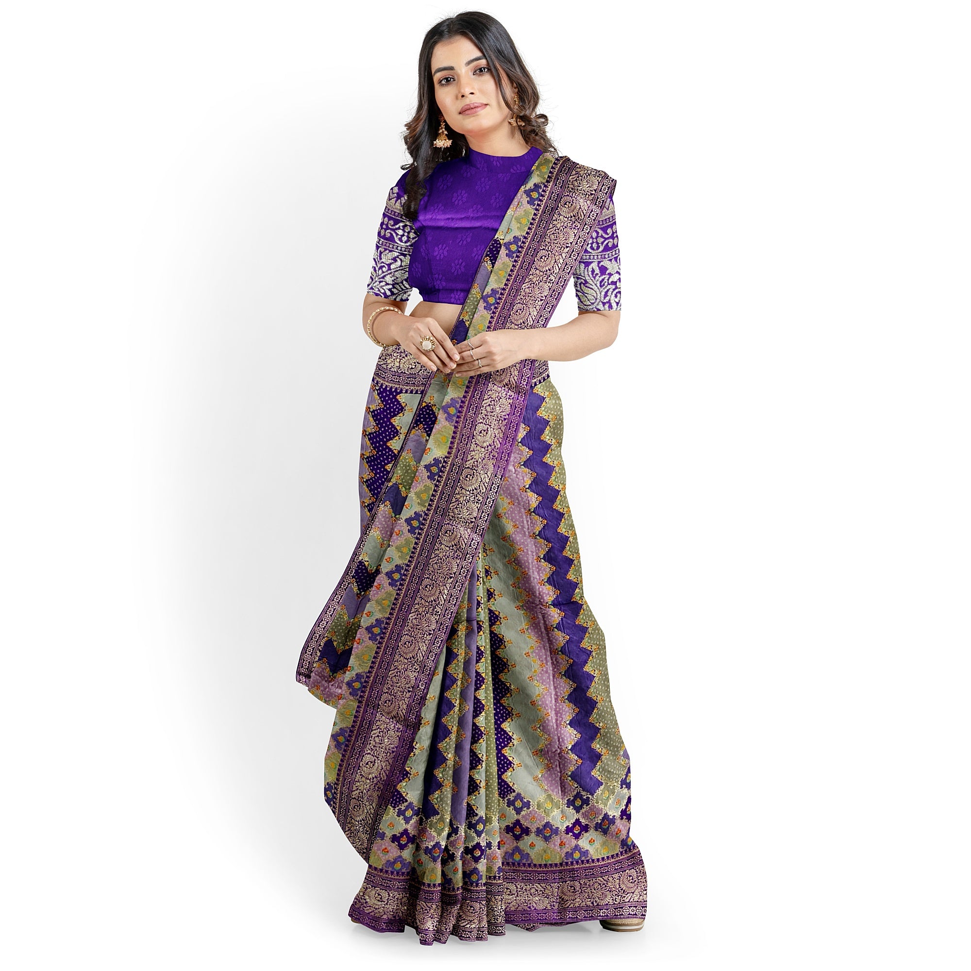 Purple Fancy Saree with Pastel Shade – Elegant Designer Saree Online