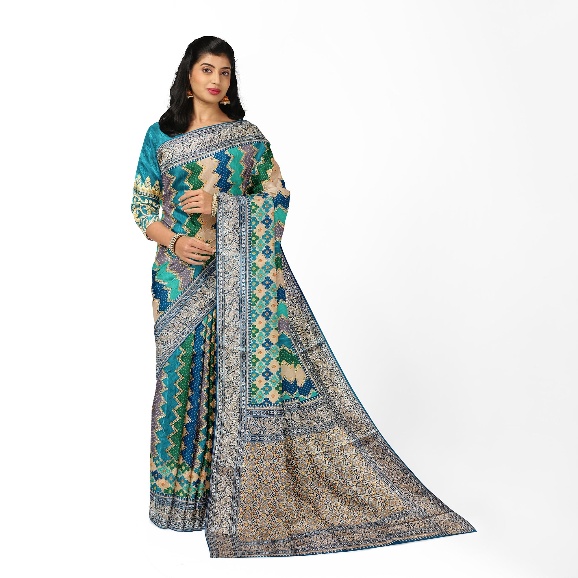 Ramablue Fancy Silk Saree with Subtle Shine – Elegant Festive Wear Saree Online