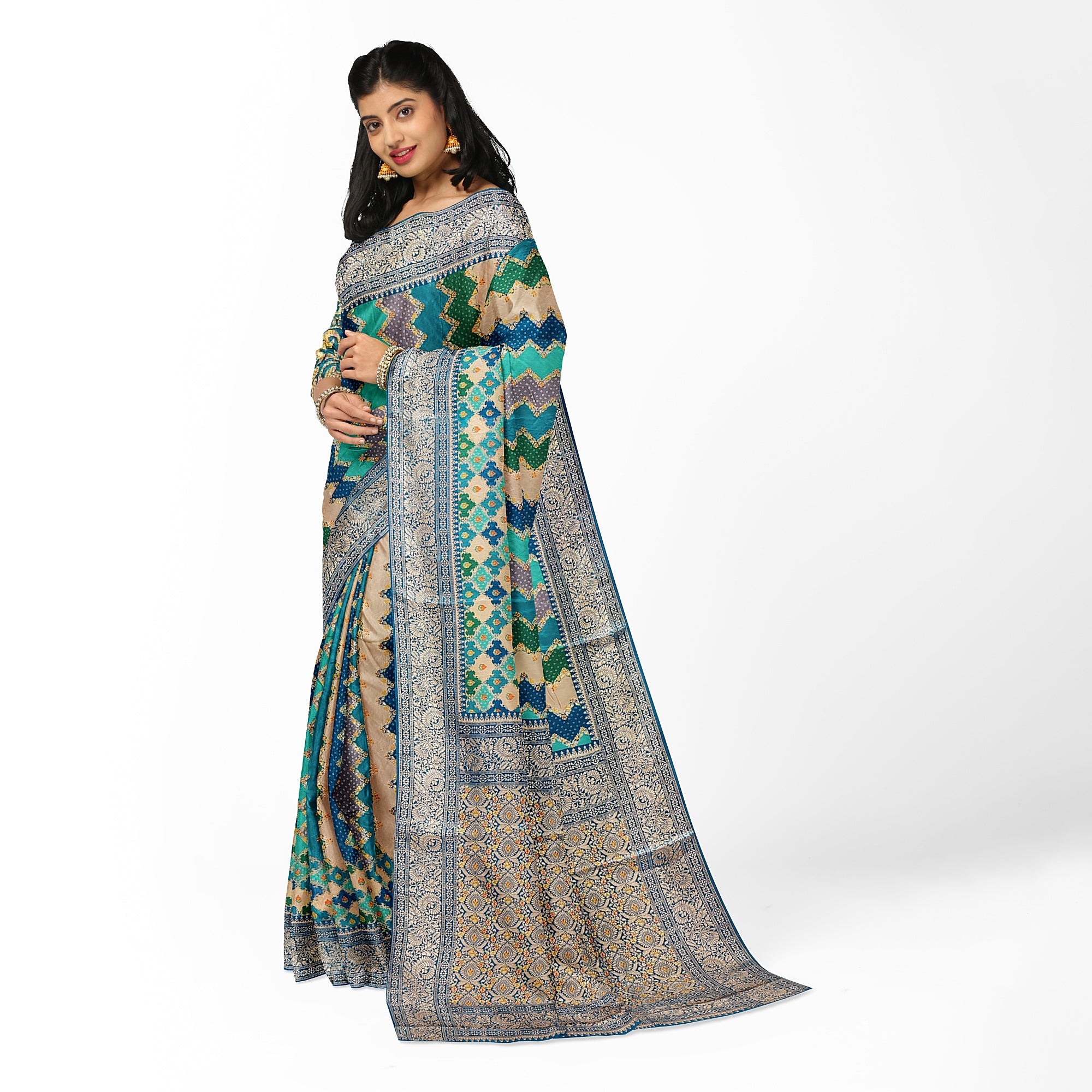 Ramablue Fancy Silk Saree with Subtle Shine – Elegant Festive Wear Saree Online