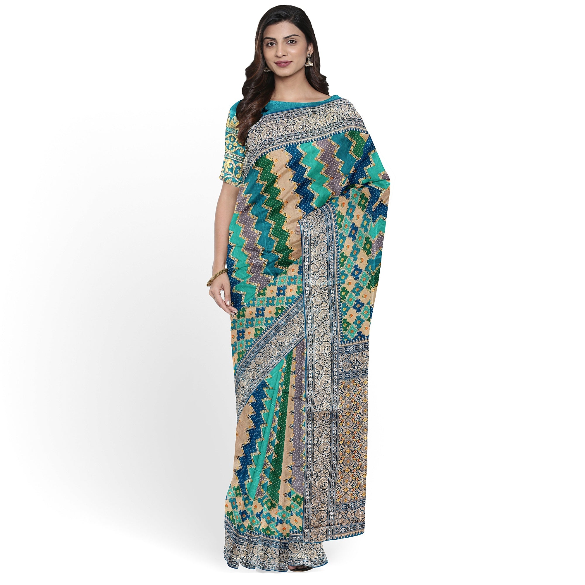 Ramablue Fancy Silk Saree with Subtle Shine – Elegant Festive Wear Saree Online