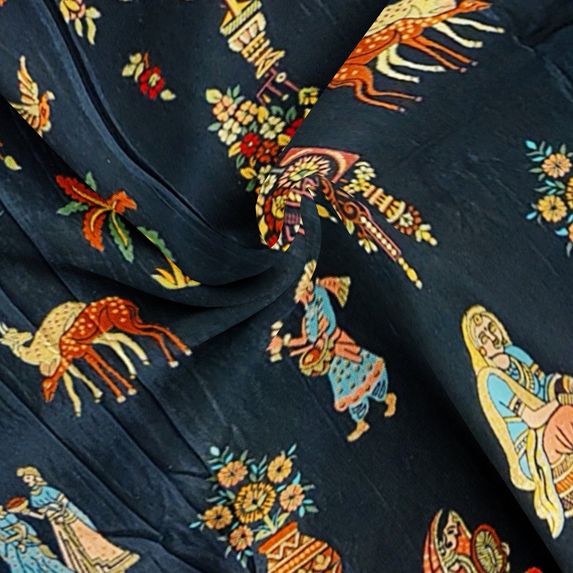 Mughal Work Saree with Animal Border and Zari Work – Regal Traditional Saree Online