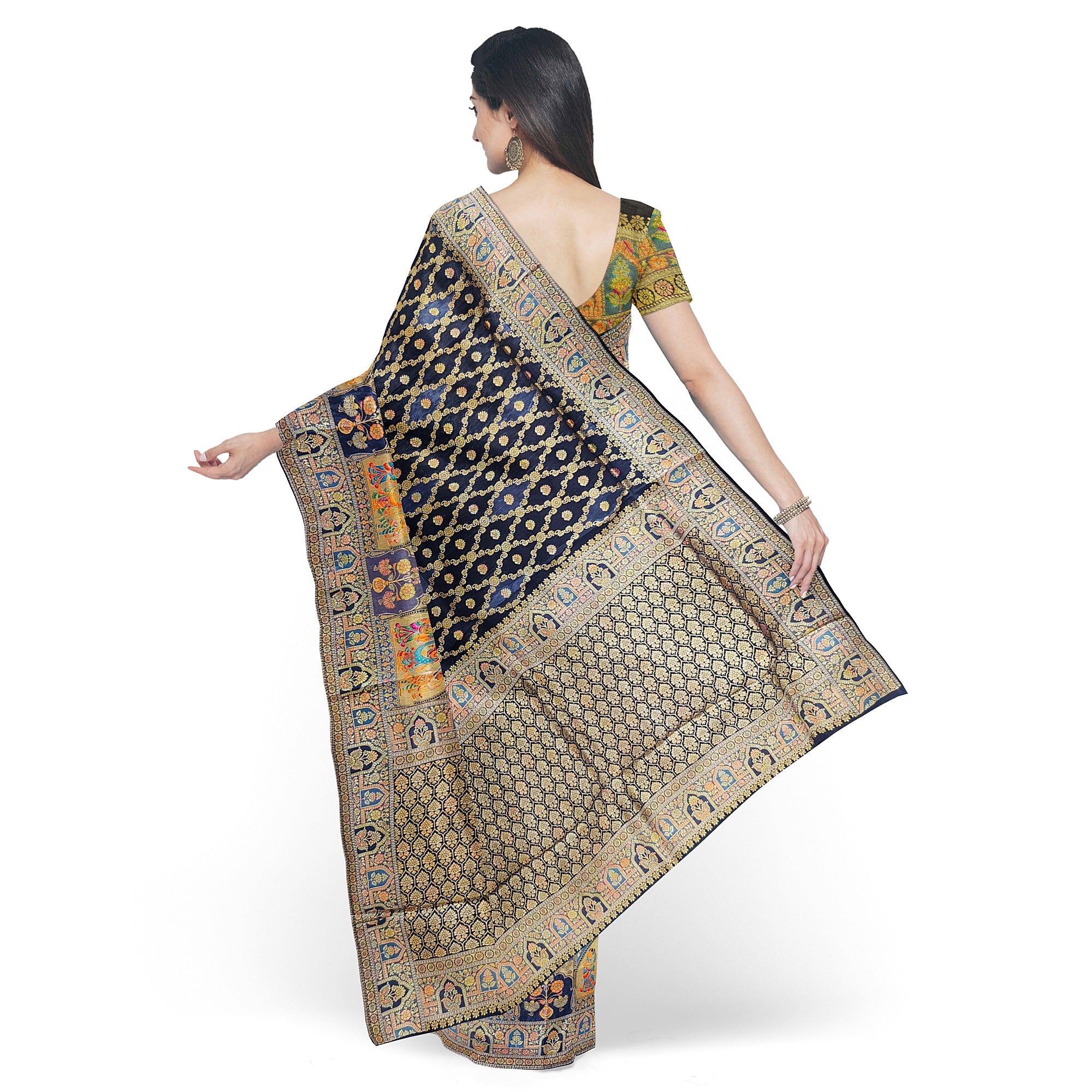 Black Fancy Saree with Mughal Work – Elegant Fancy Saree Online
