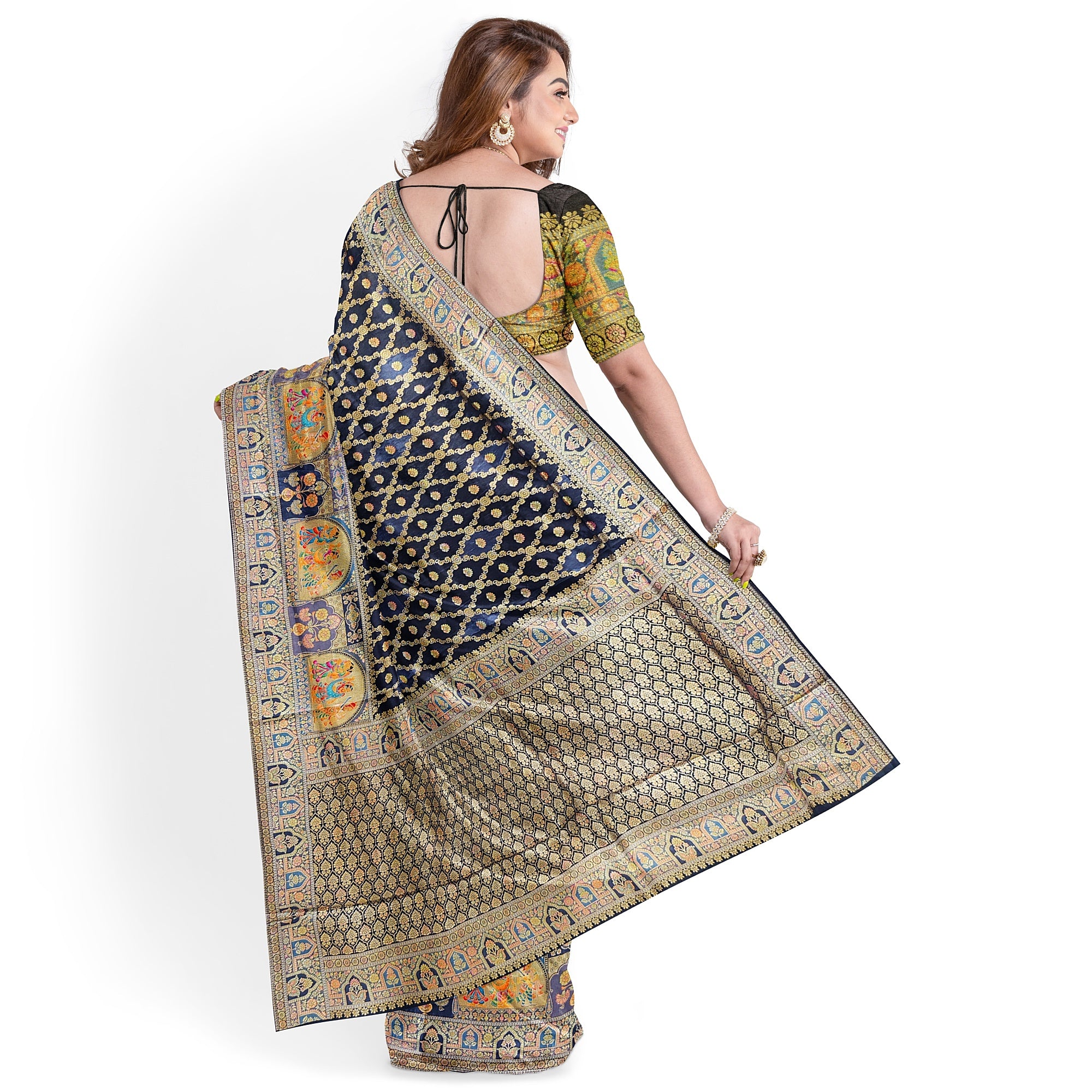 Black Fancy Saree with Mughal Work – Elegant Fancy Saree Online