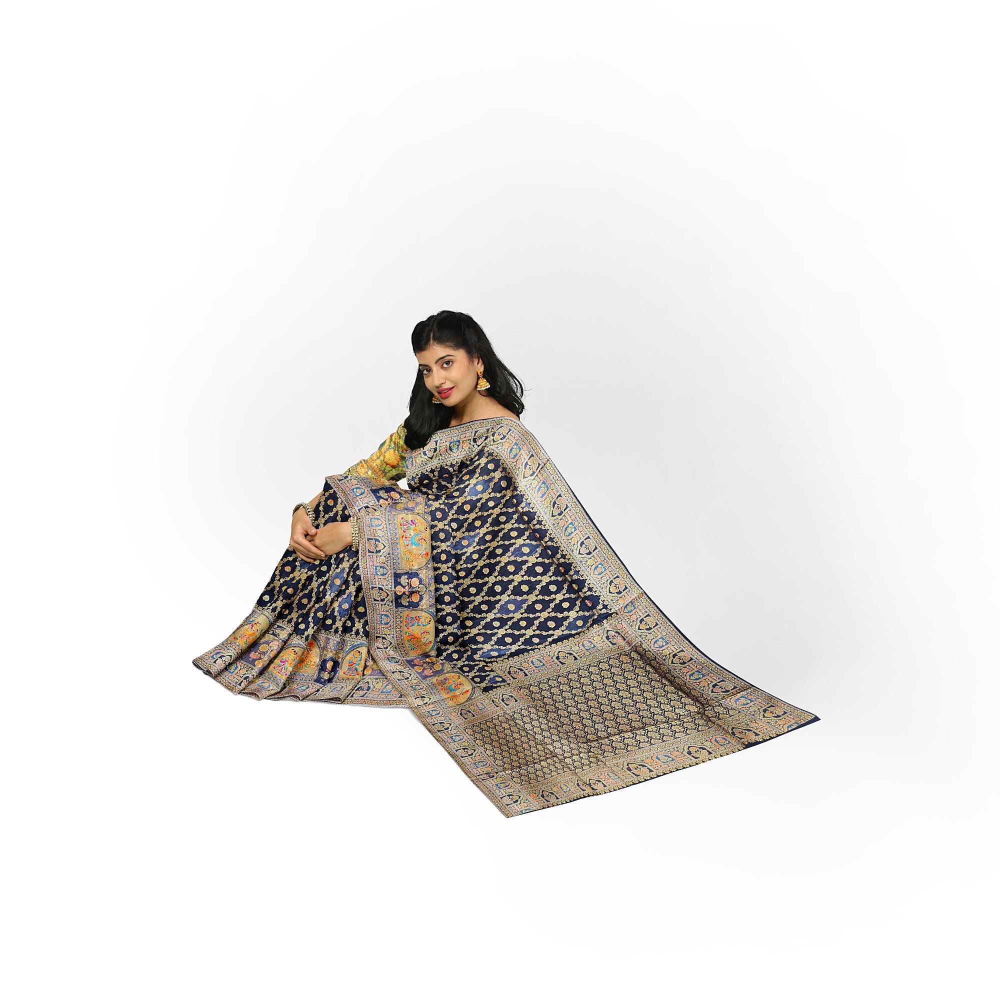 Black Fancy Saree with Mughal Work – Elegant Fancy Saree Online