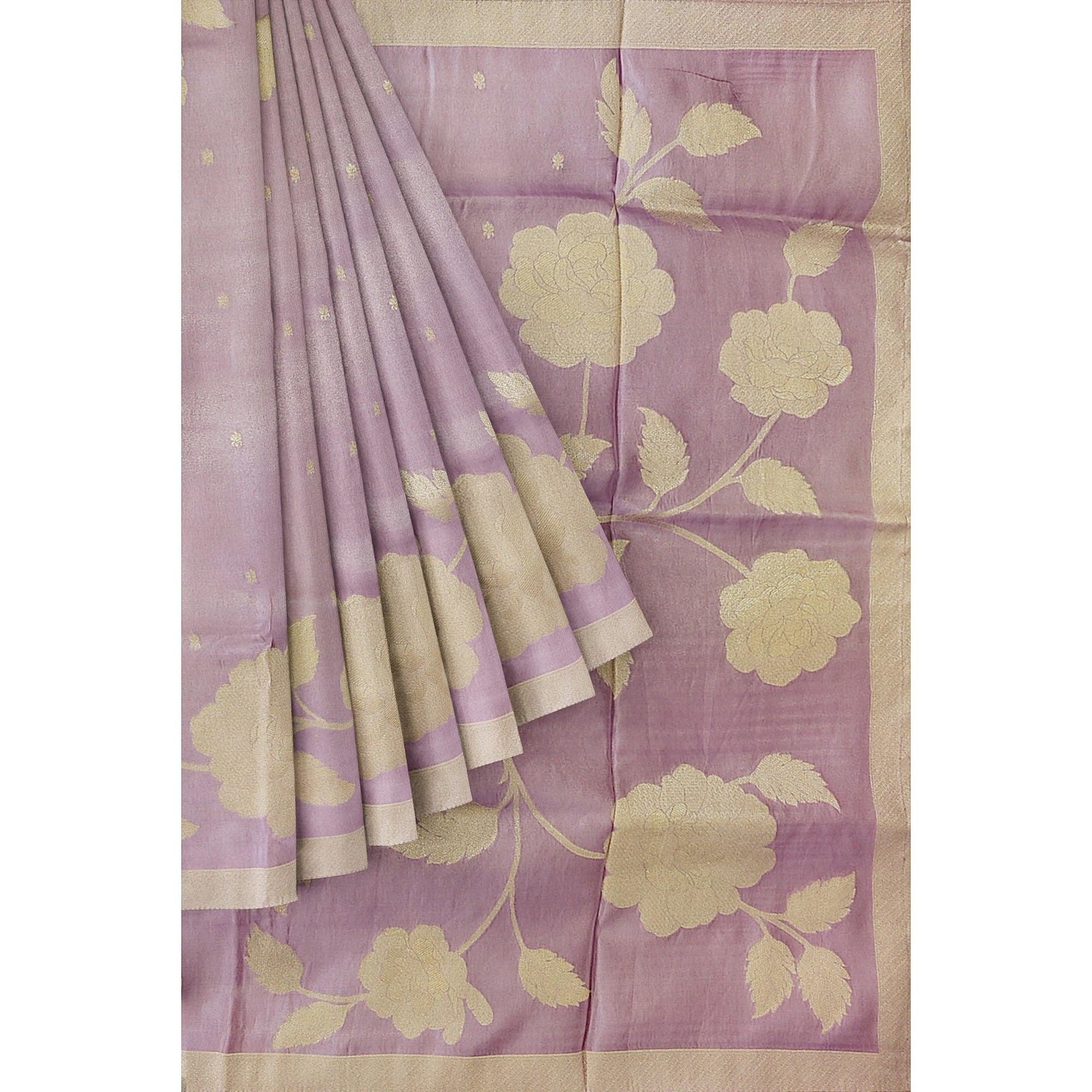Light Lavender Fancy Silk Saree – Silver Zari Work – Shop Online