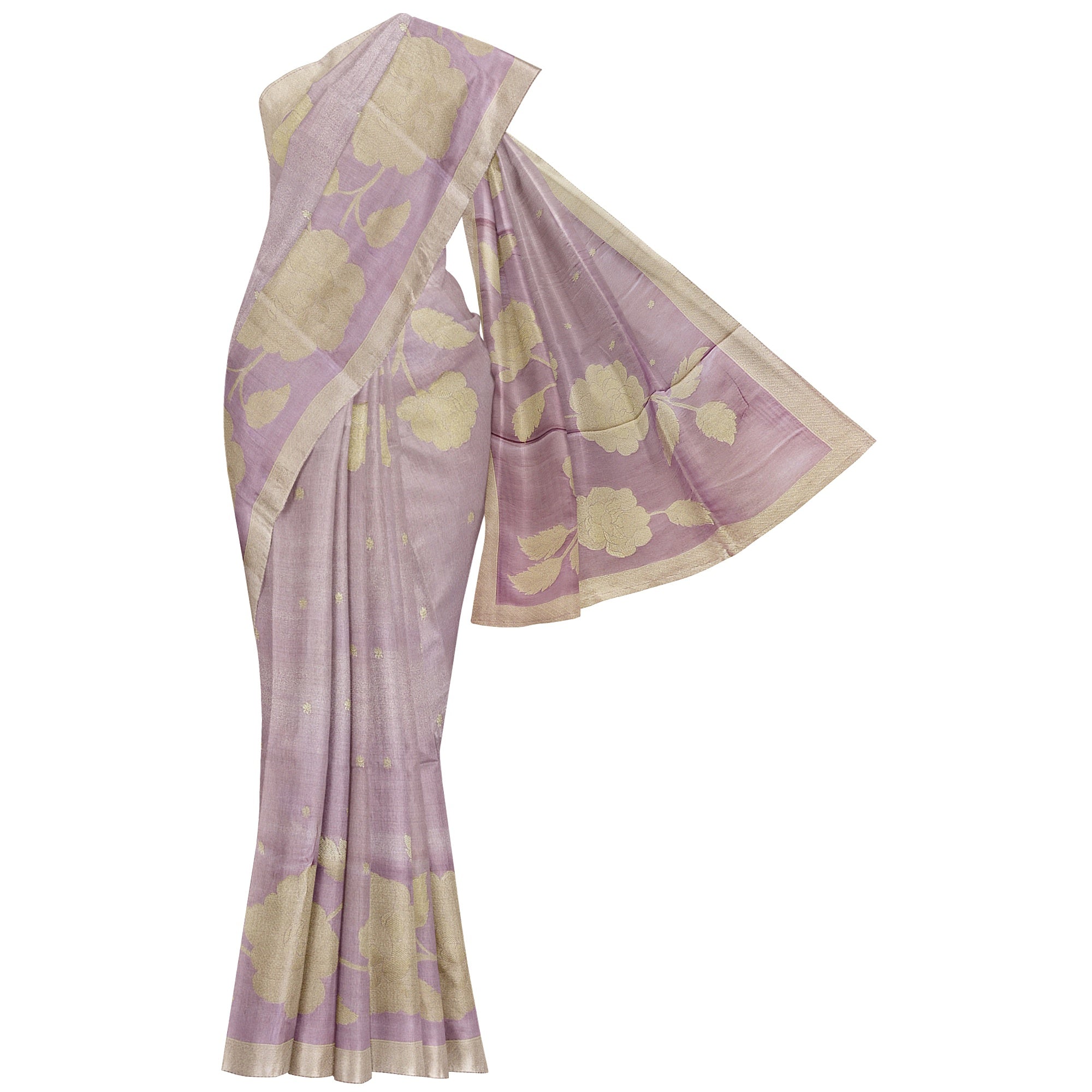 Light Lavender Fancy Silk Saree – Silver Zari Work – Shop Online