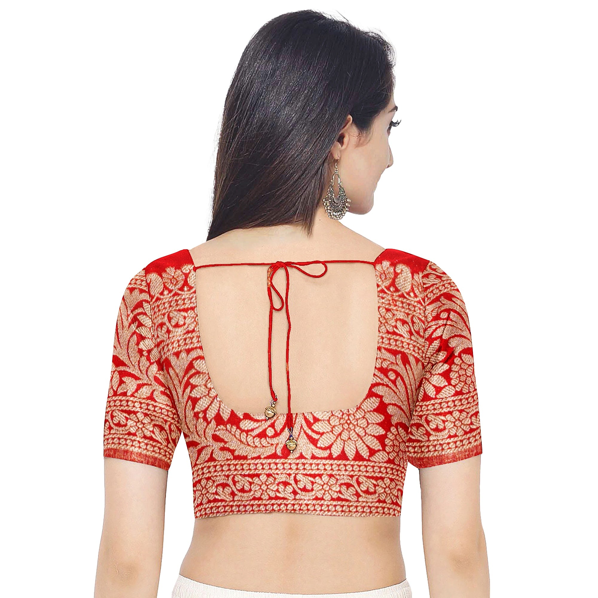 Red Semi Georgette Silk Saree with Zari Work – Festive Elegance in a Lightweight Drape Online - New Sudarshan Silks`
