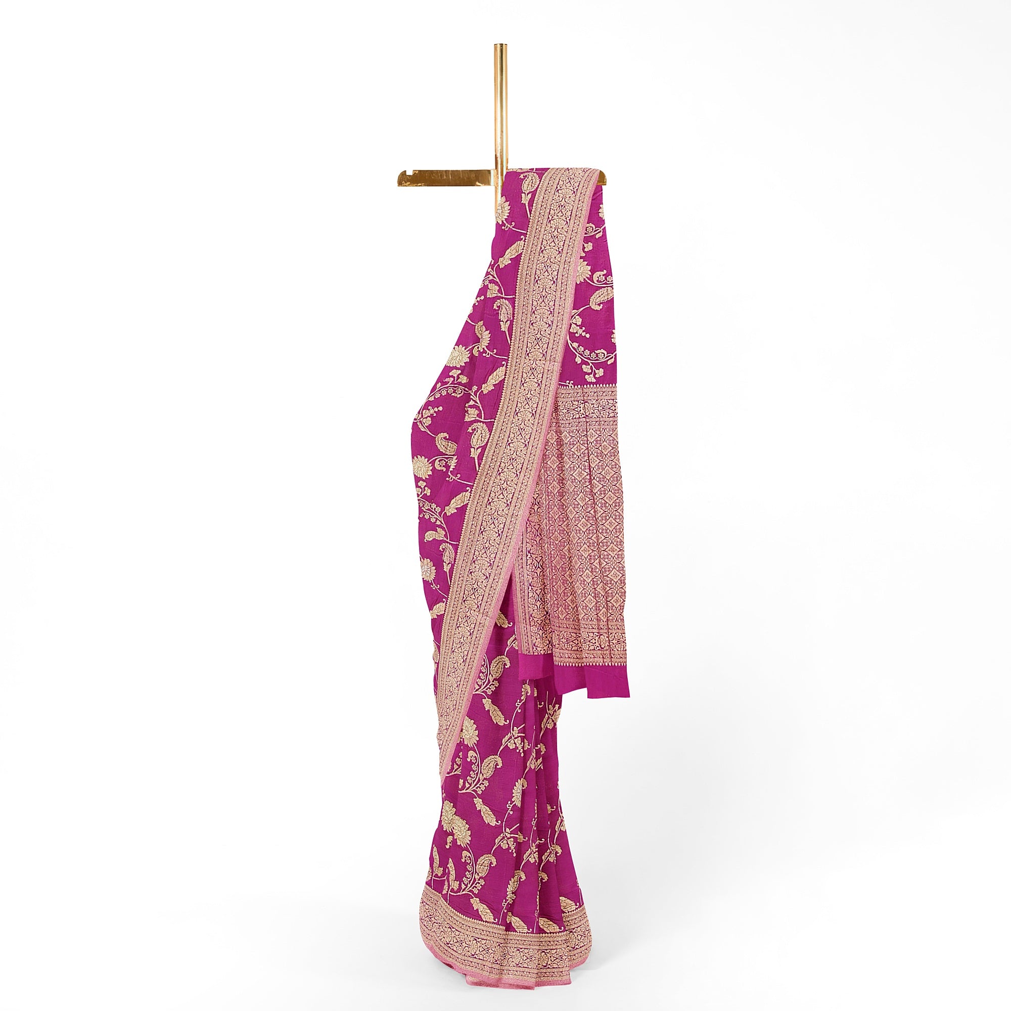 Onion Shade Semi Georgette Silk Saree with Zari Accents – Lightweight Festive Saree Online - New Sudarshan Silks`