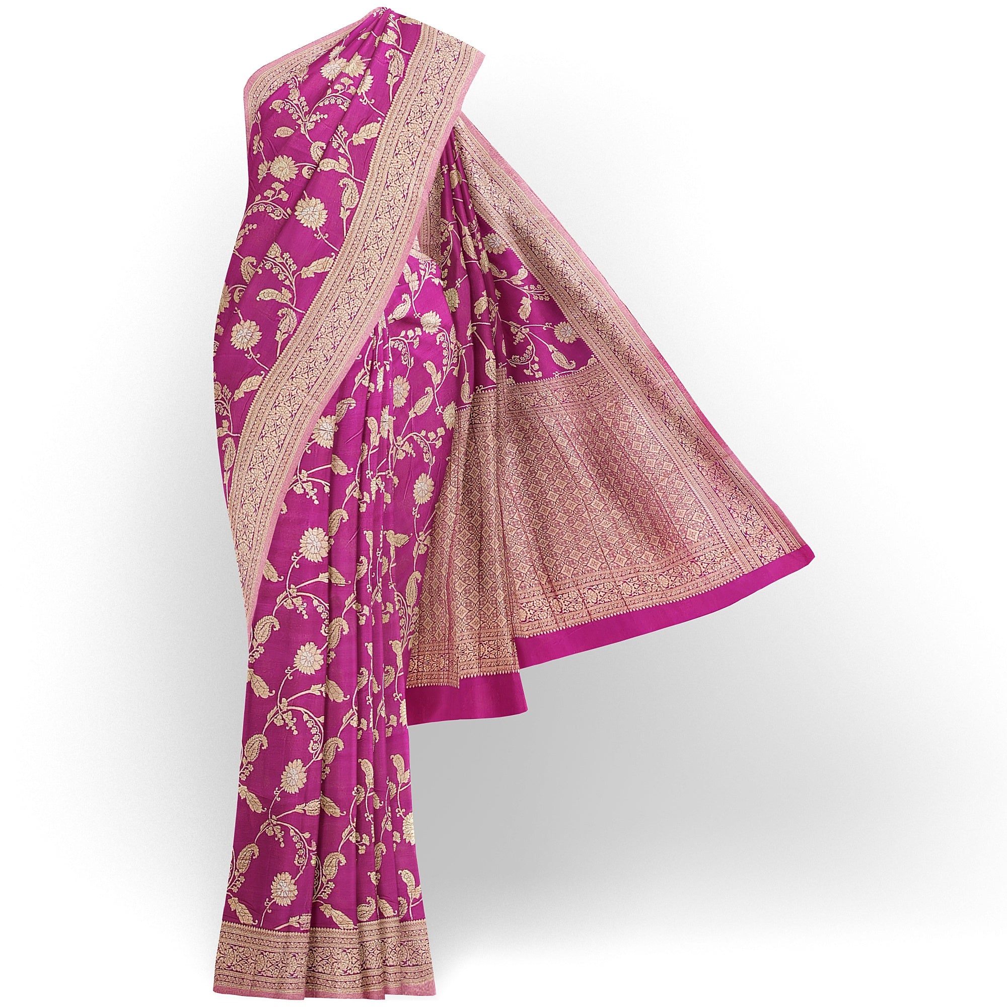 Onion Shade Semi Georgette Silk Saree with Zari Accents – Lightweight Festive Saree Online - New Sudarshan Silks`