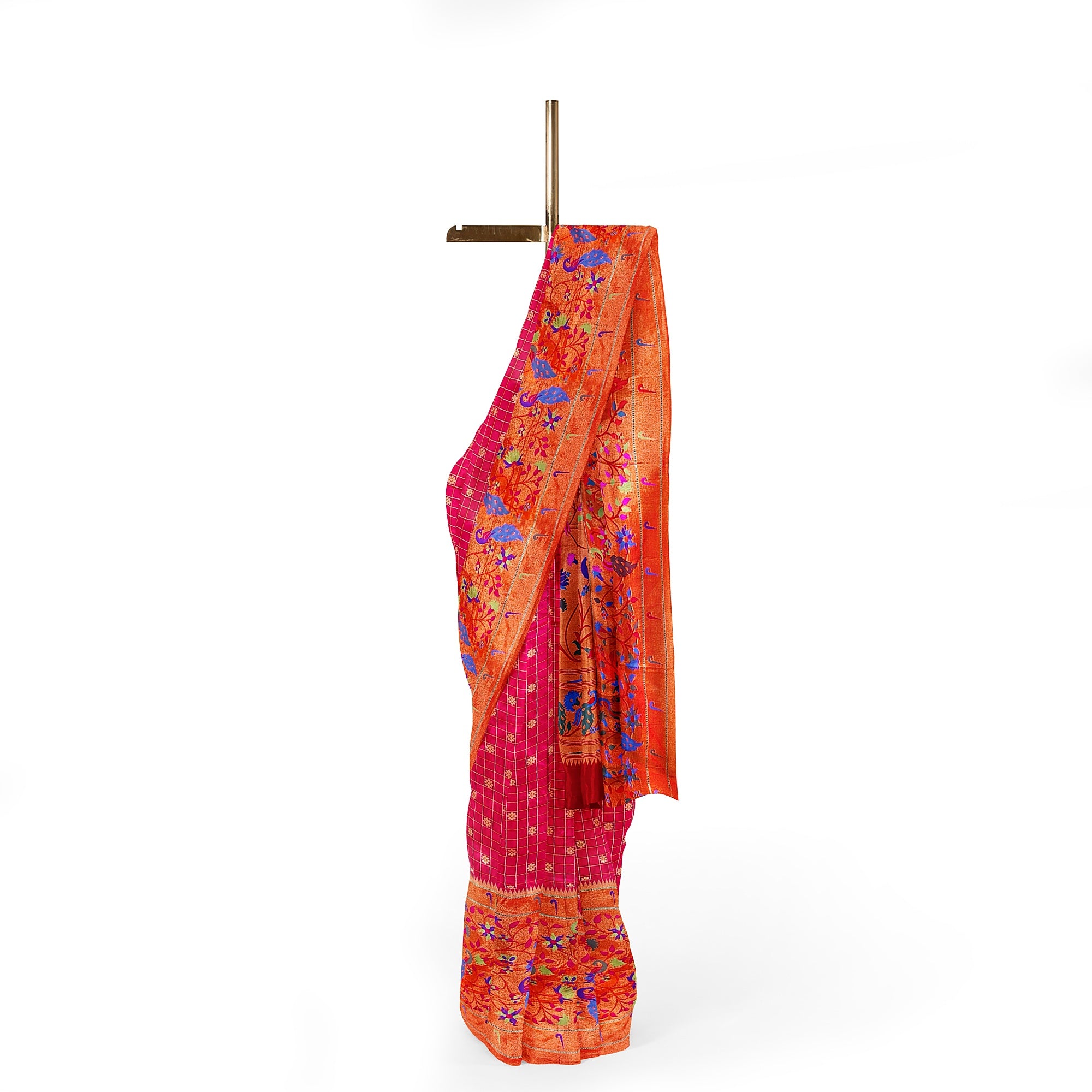 Dark Pink Pure Paithani Silk Saree with Traditional Paithani Border – Regal Handloom Saree Online - New Sudarshan Silks`
