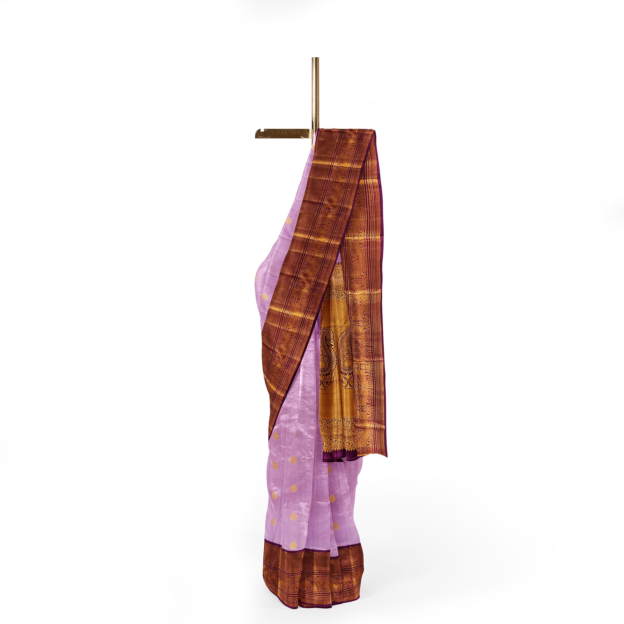 Light Pink Kanjivaram Silk Saree with Maroon Zari Border – Graceful Wedding Silk Saree Online - New Sudarshan Silks`