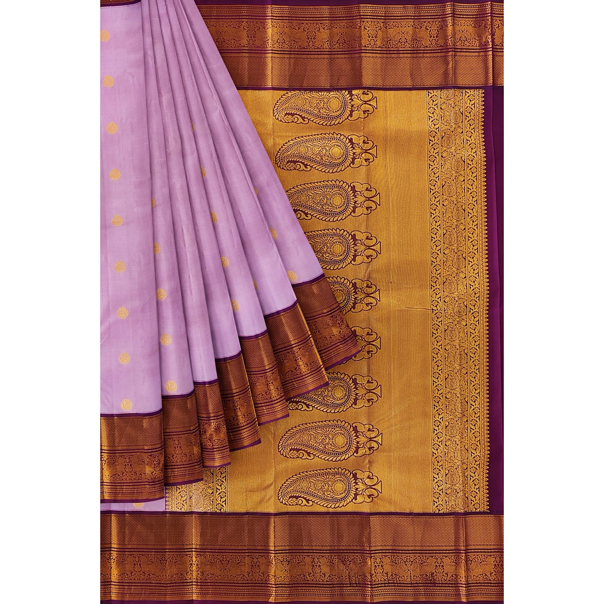 Light Pink Kanjivaram Silk Saree with Maroon Zari Border – Graceful Wedding Silk Saree Online - New Sudarshan Silks`