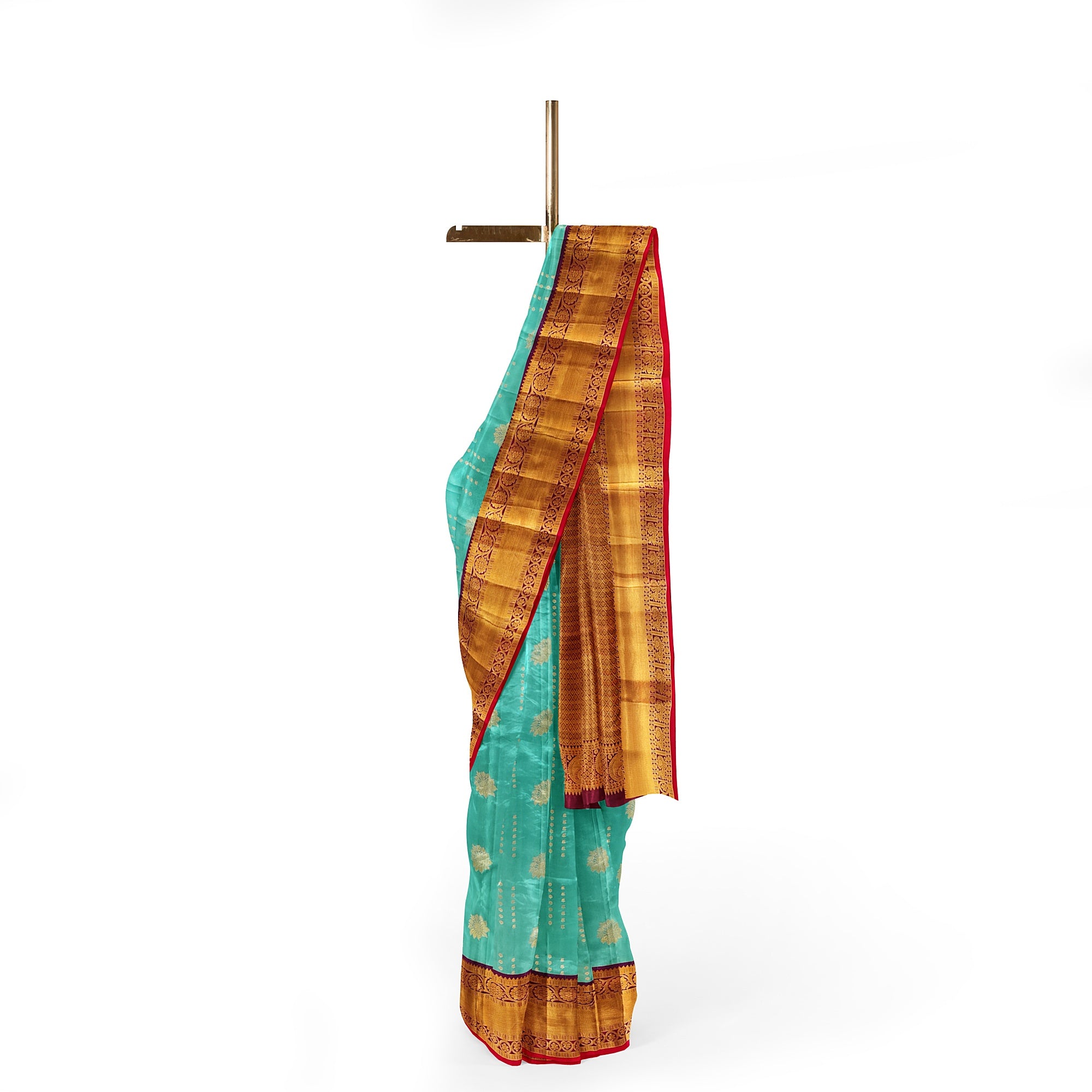 Blue Kanjivaram Silk Saree with Purple Zari Border – Pure Handloom Bridal Saree Online - New Sudarshan Silks`