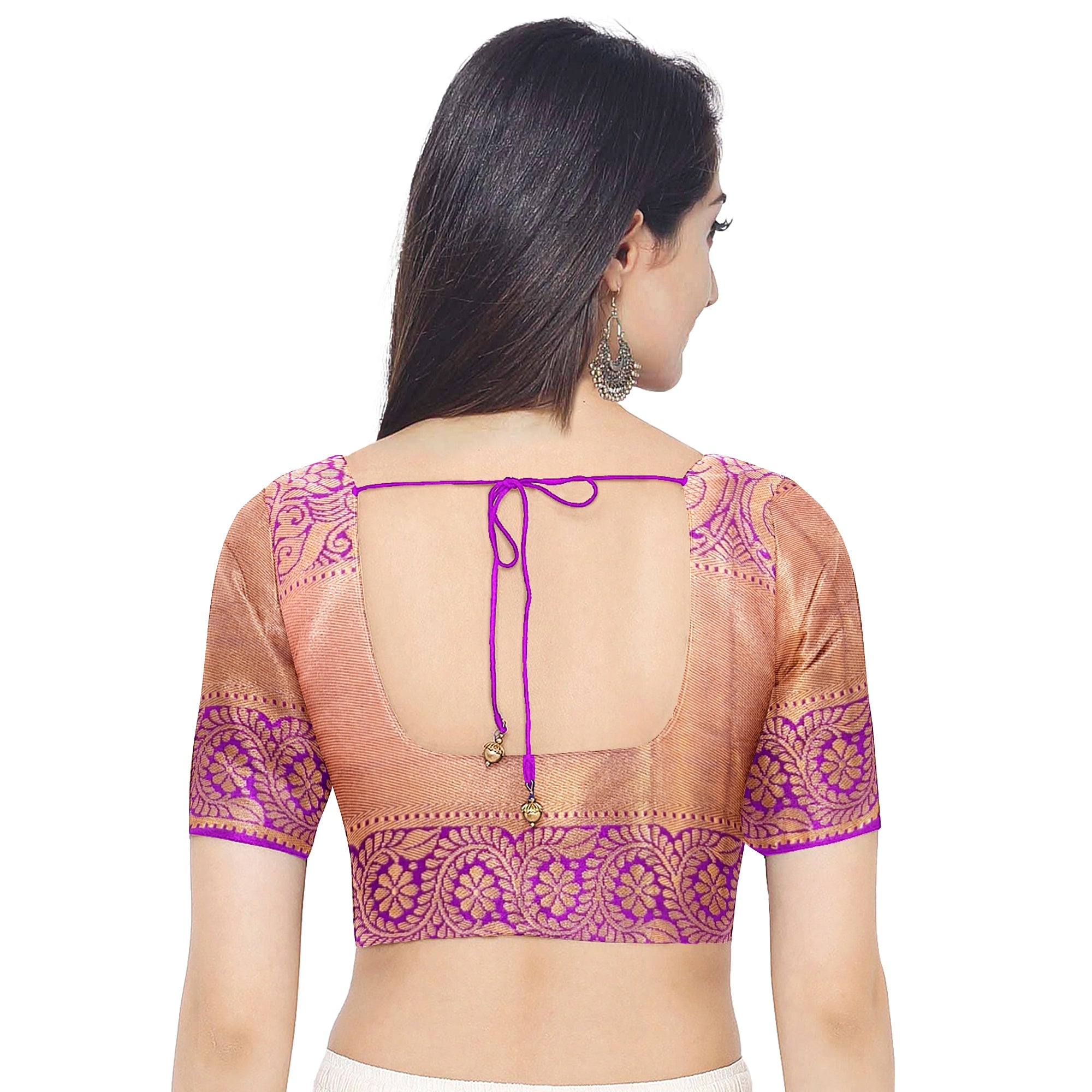 Peach Kanjivaram Silk Saree with Pink Zari Border – Pure Handloom Bridal Saree Online - New Sudarshan Silks`