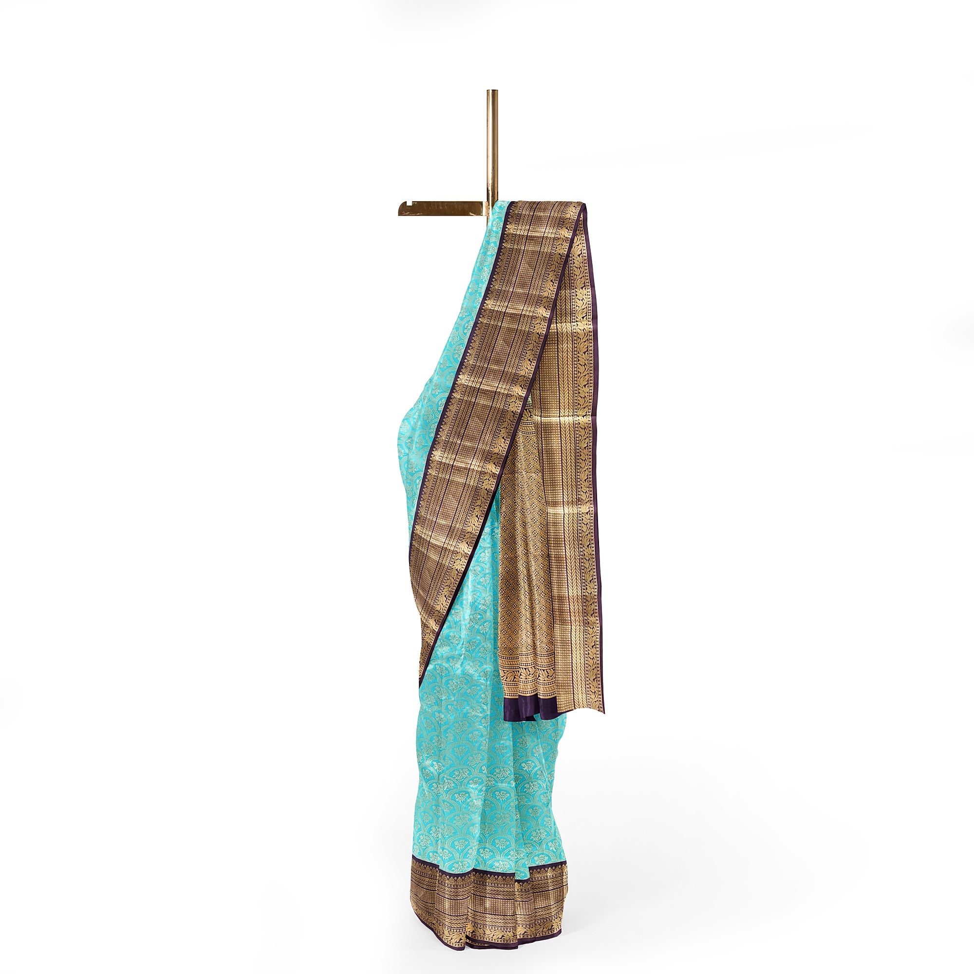 Rama Green Kanjivaram Silk Saree with Maroon Zari Border – Pure Handloom Bridal Saree Online - New Sudarshan Silks`
