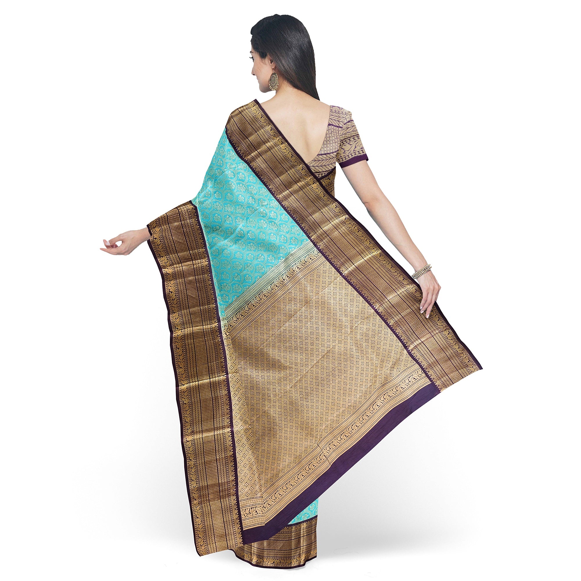 Rama Green Kanjivaram Silk Saree with Maroon Zari Border – Pure Handloom Bridal Saree Online - New Sudarshan Silks`