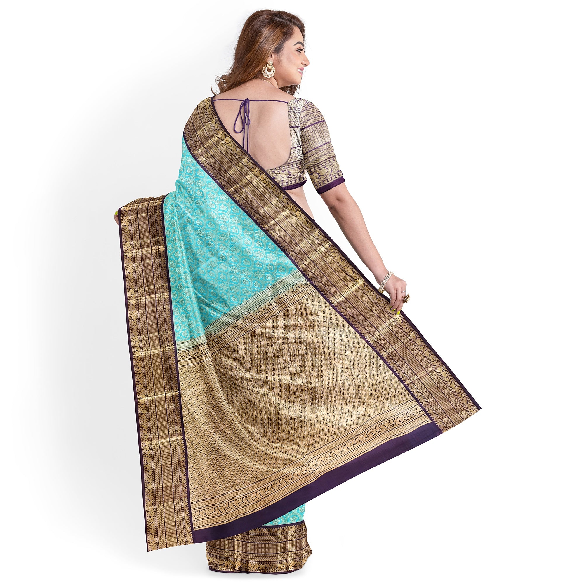 Rama Green Kanjivaram Silk Saree with Maroon Zari Border – Pure Handloom Bridal Saree Online - New Sudarshan Silks`