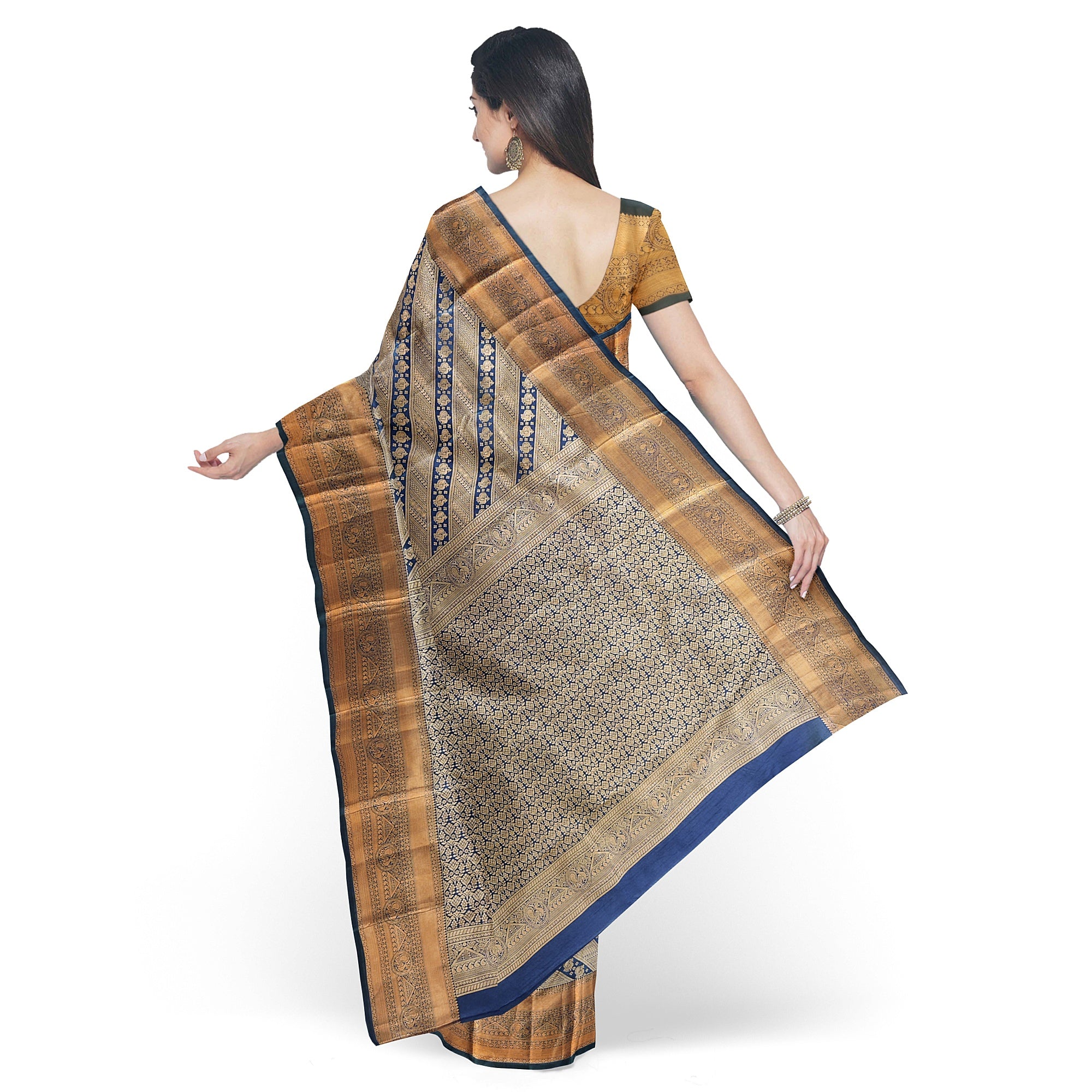 Peacock Green Kanjivaram Silk Saree with Self Zari Border – Pure Handloom Bridal Saree Online - New Sudarshan Silks`