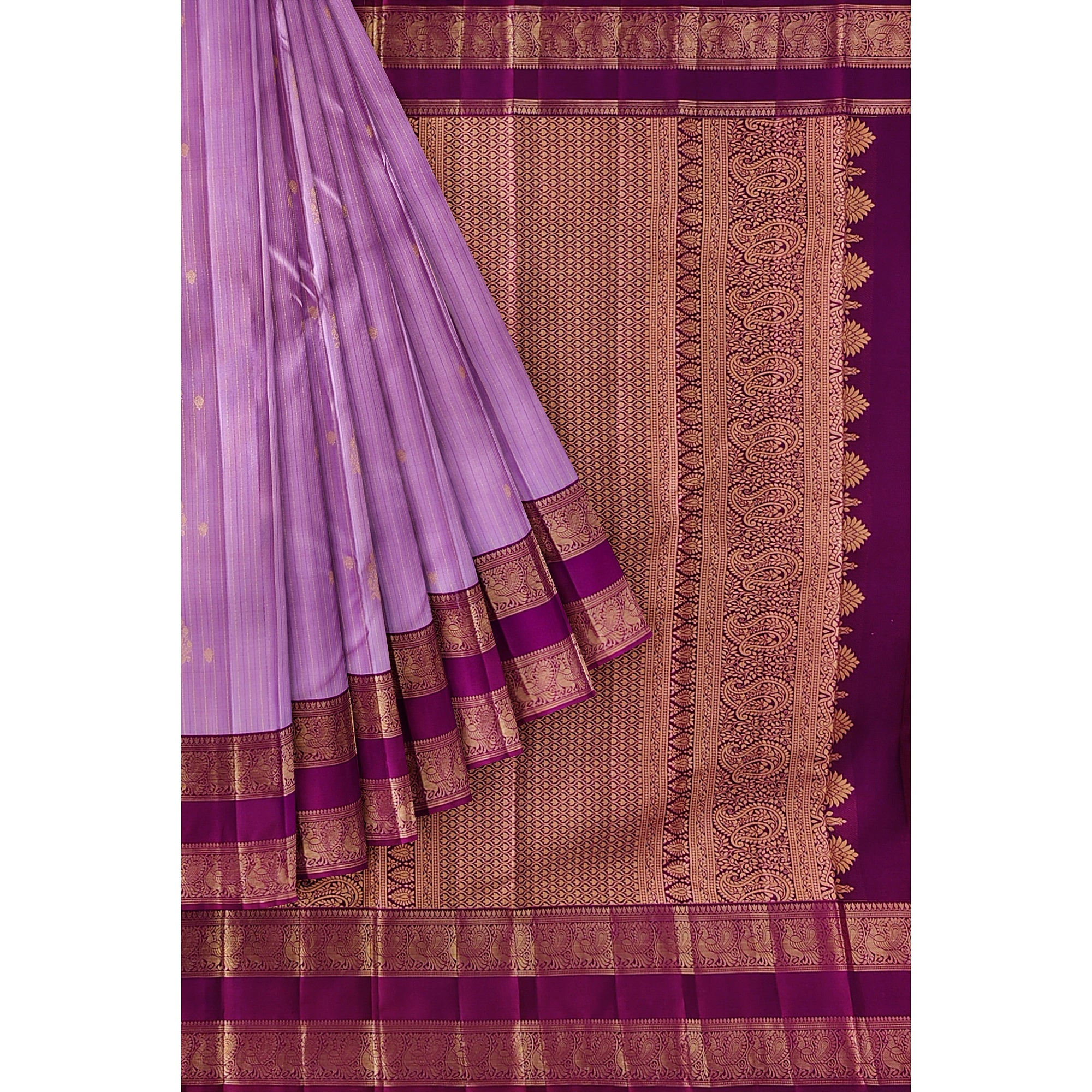 Baby Pink Kanjivaram Silk Saree with Dark Pink Zari Border – Pure Handloom Bridal Saree Online - New Sudarshan Silks`