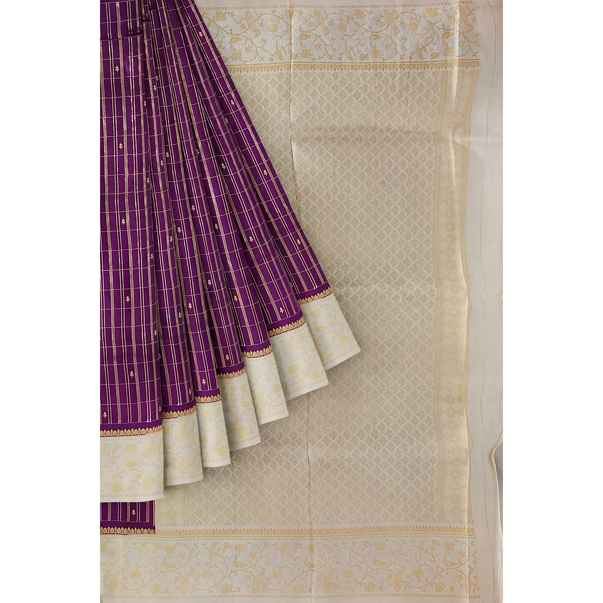 Wine Georgette Saree – Cream Border – Shop Online