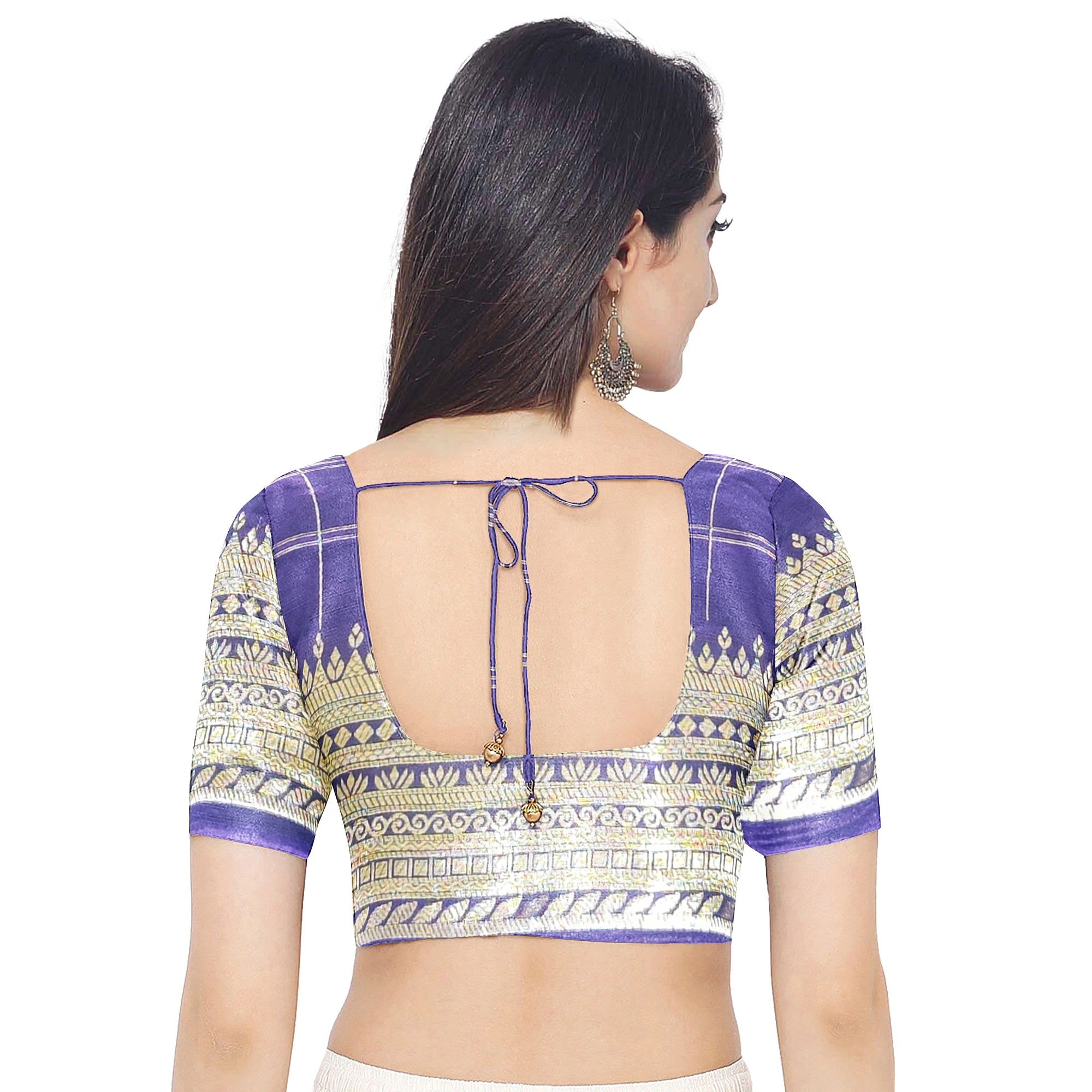 Rama Blue Georgette Saree – Purple Border – Shop Online