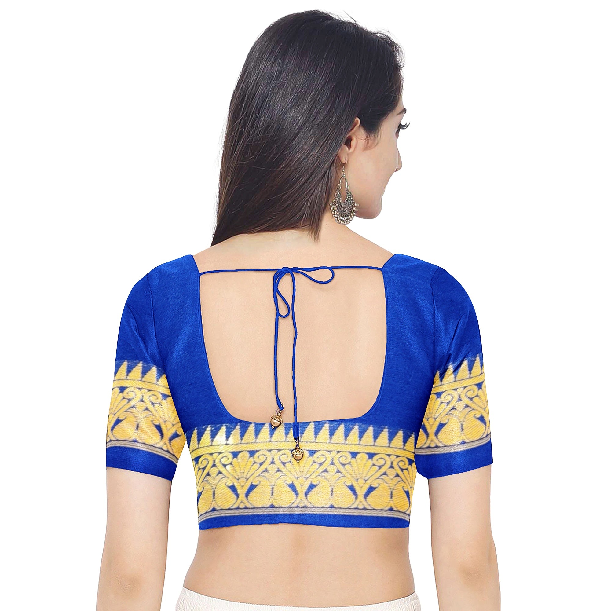 Navy Blue Mysore Silk Saree with Zari Border
