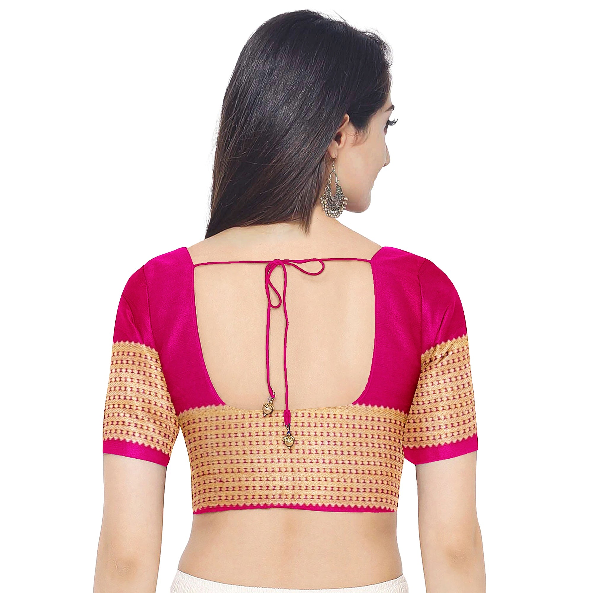 Parrot Green Mysore Silk Saree with Pink & Black Borders
