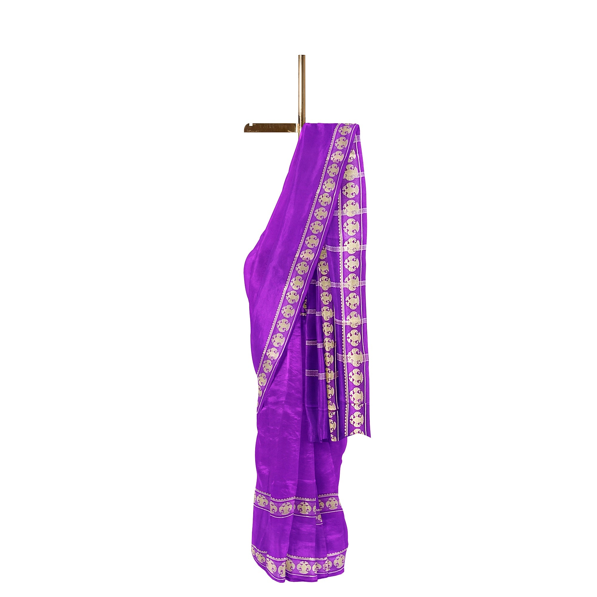 Purple Mysore Silk Saree with Peacock Design