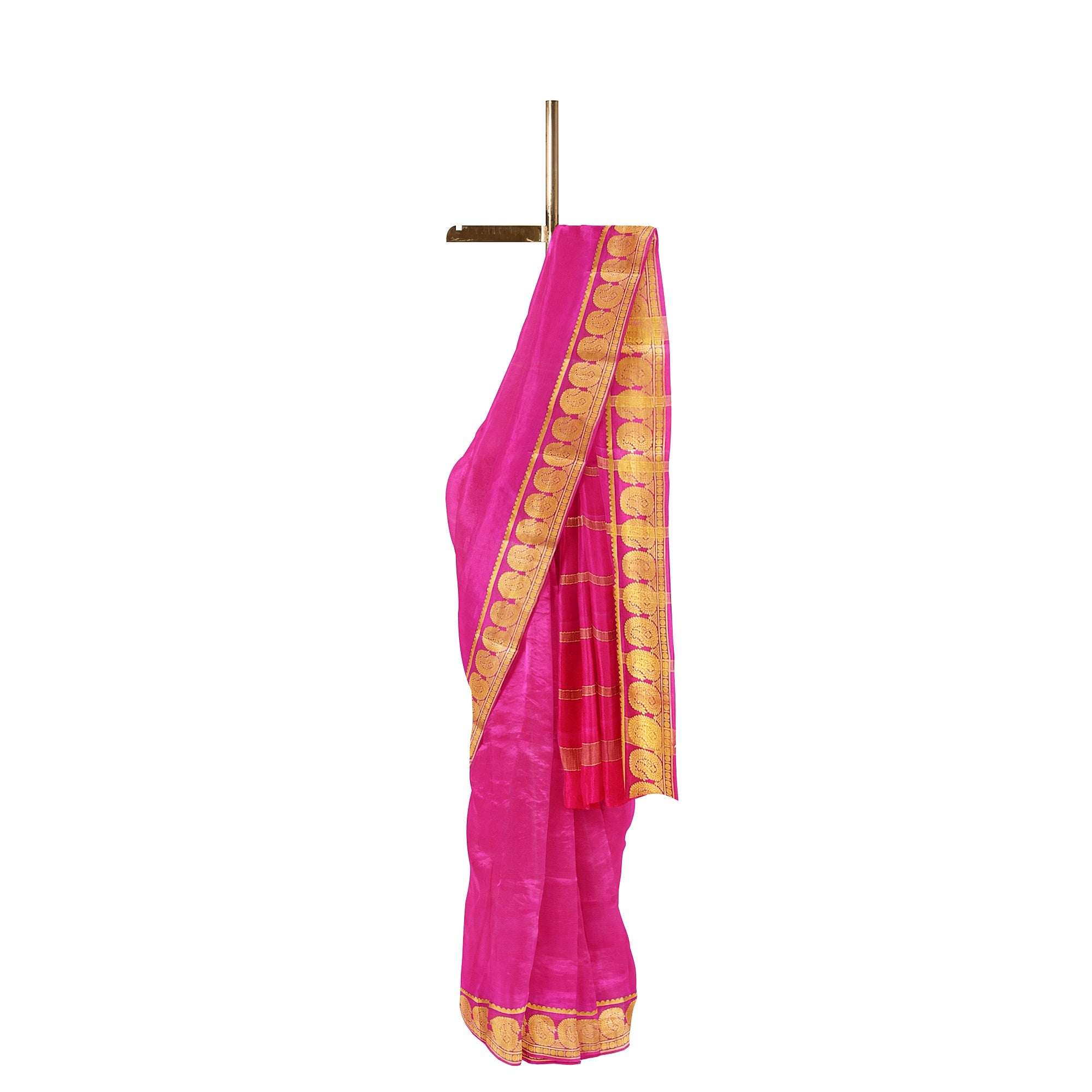 Light Pink Mysore Silk Saree with Mango Zari Border