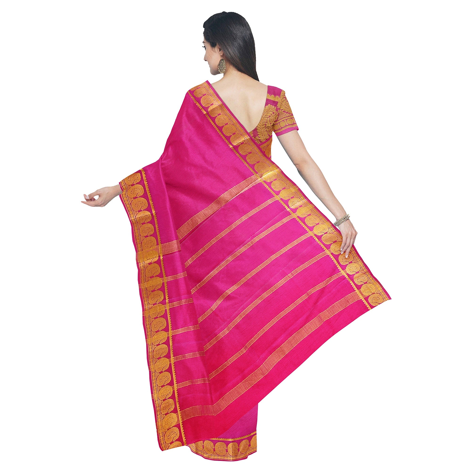 Light Pink Mysore Silk Saree with Mango Zari Border