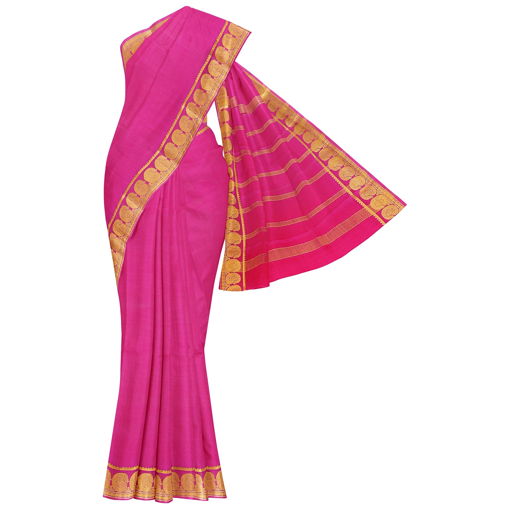 Light Pink Mysore Silk Saree with Mango Zari Border